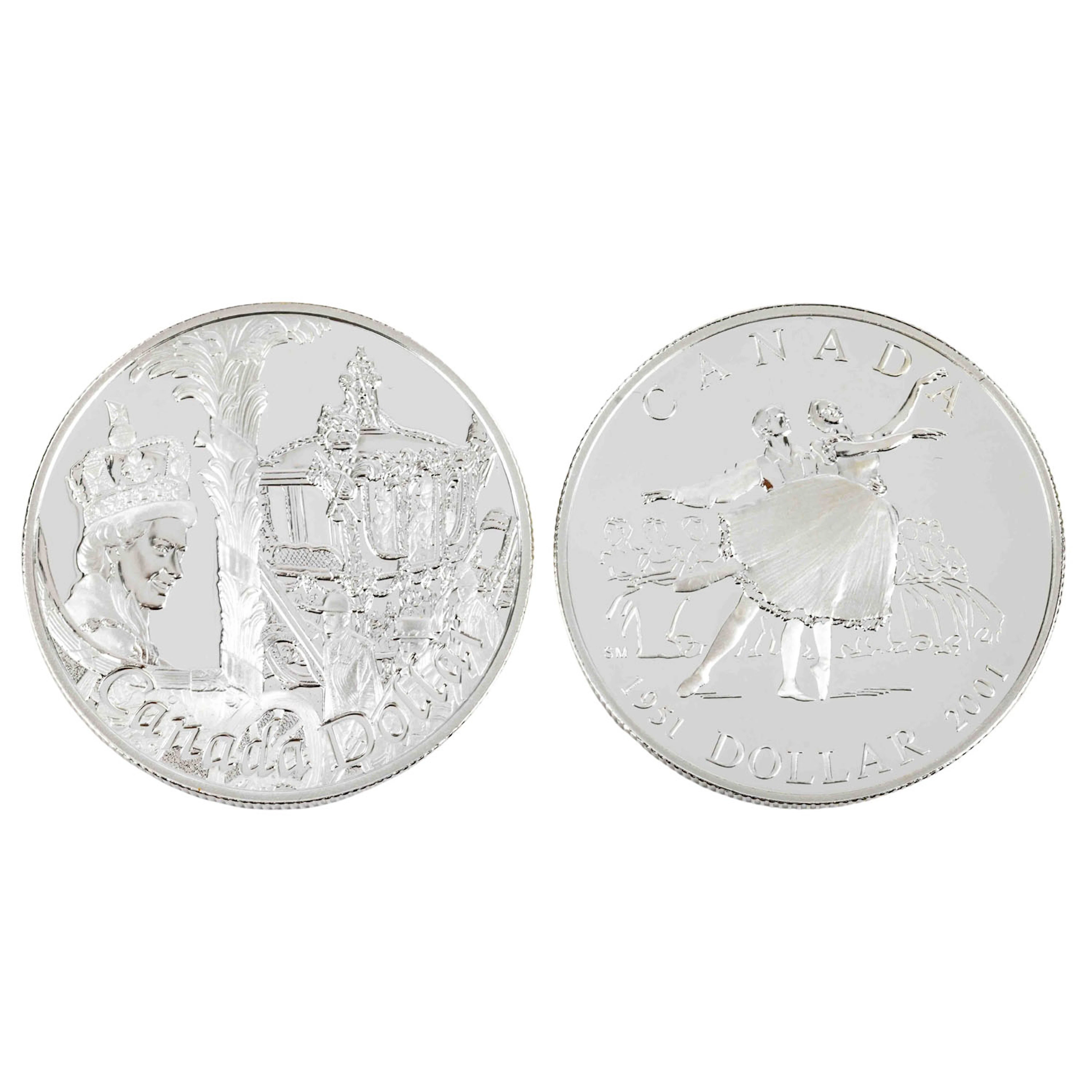 Kanada/SILBER 2x 1 Dollar 2001 "Balett" / 2002 "50 Jahre Thronjubiläum"