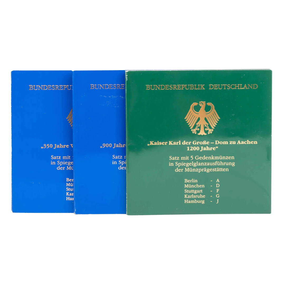 BRD/SILBER – 3 x Set mit je 5 x 10 DM 1998/2000