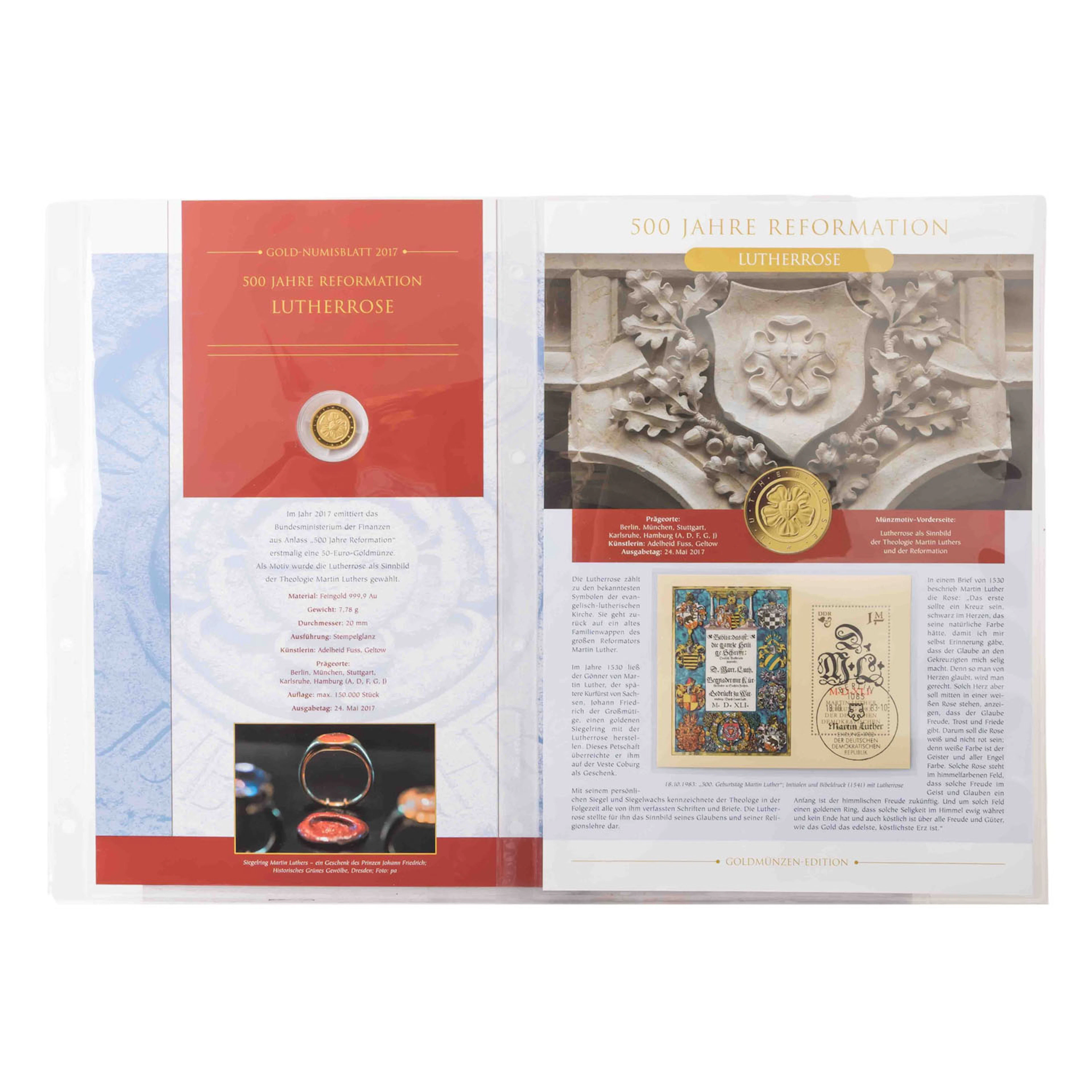 BRD / GOLD - 50 Euro 2017, 500 Jahre Reformation, Numisbrief