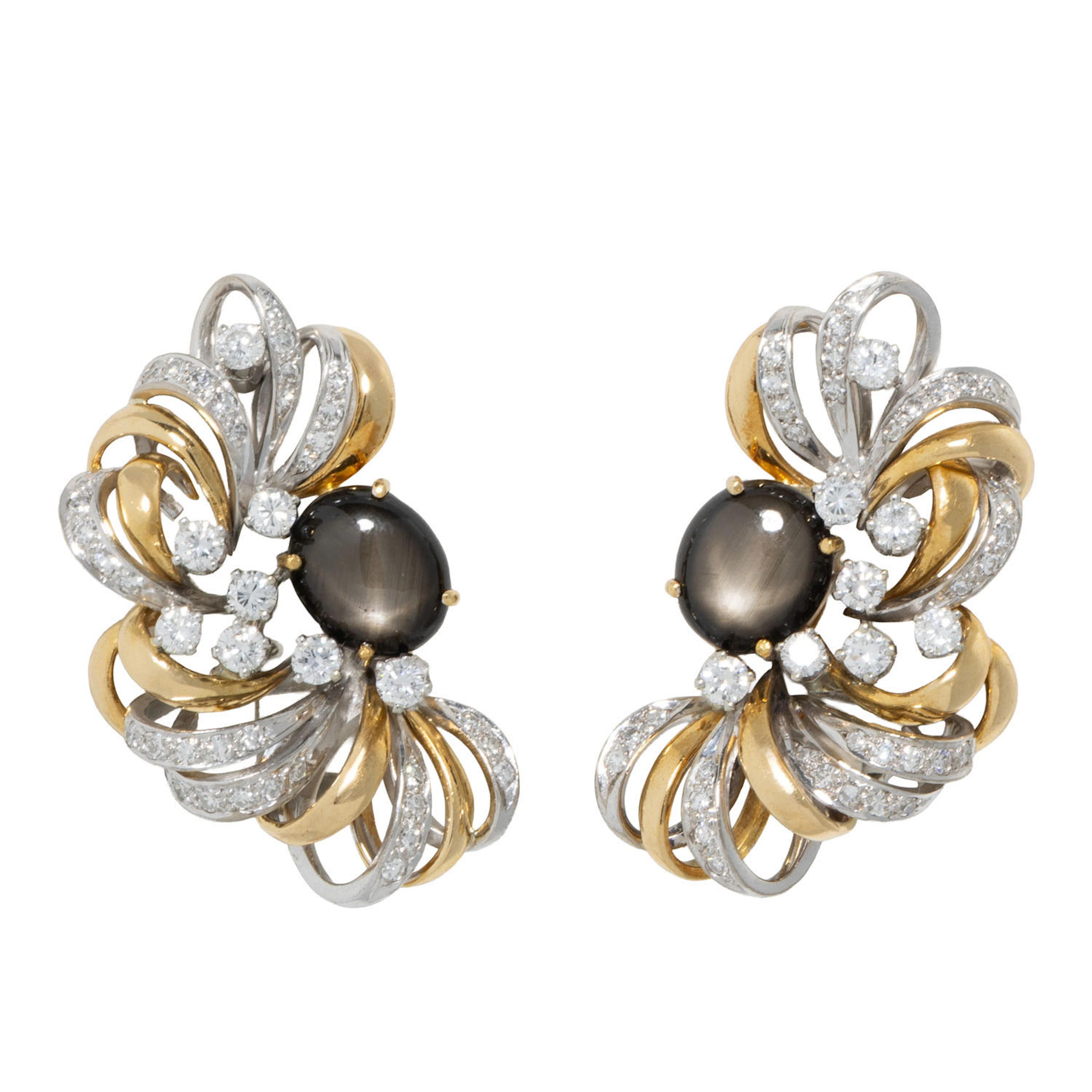 SCHILLING Ohrringe mit Sternsaphiren und Diamanten