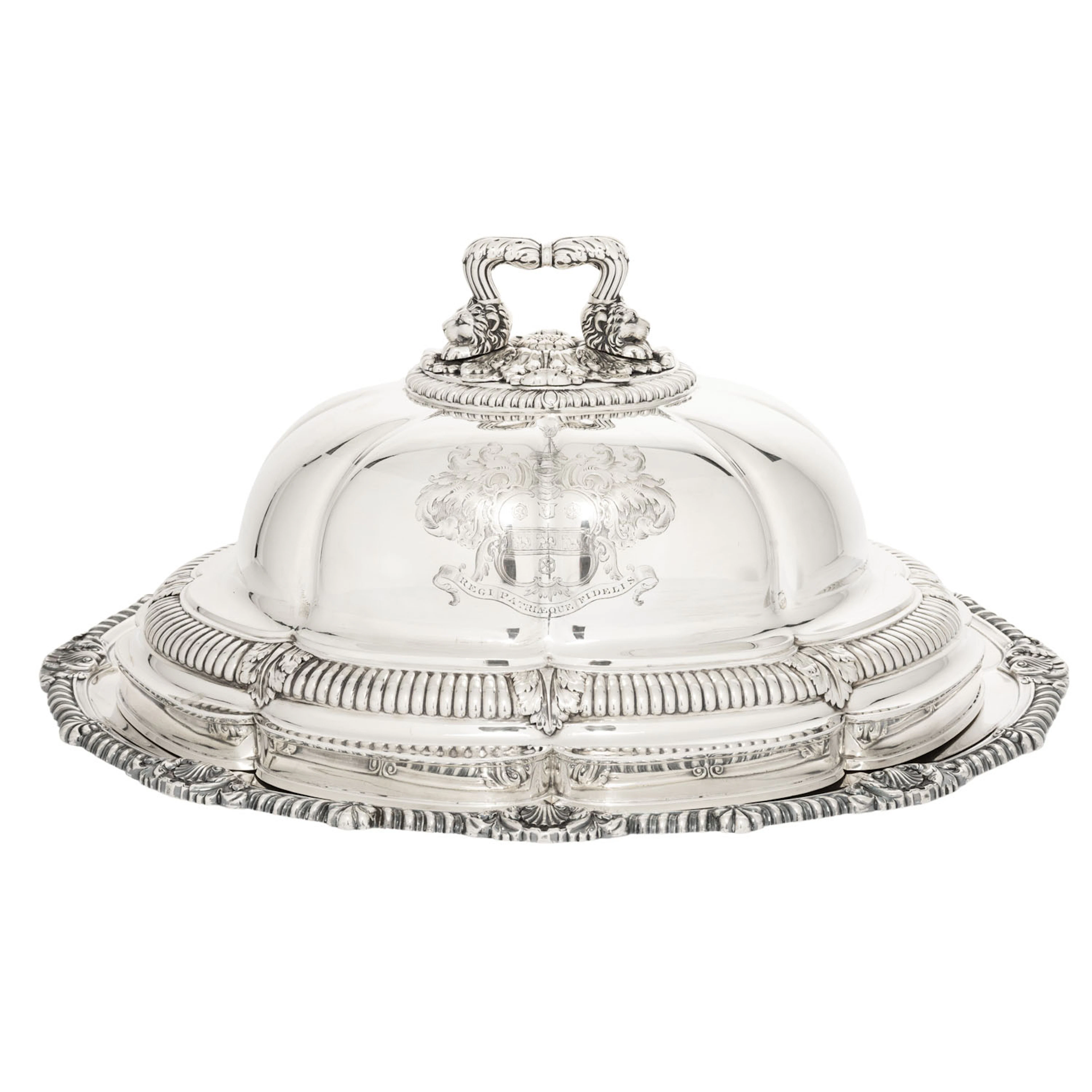 PAUL STORR, LONDON prächtige Servierplatte mit Deckel, 925 Silber, 1814.