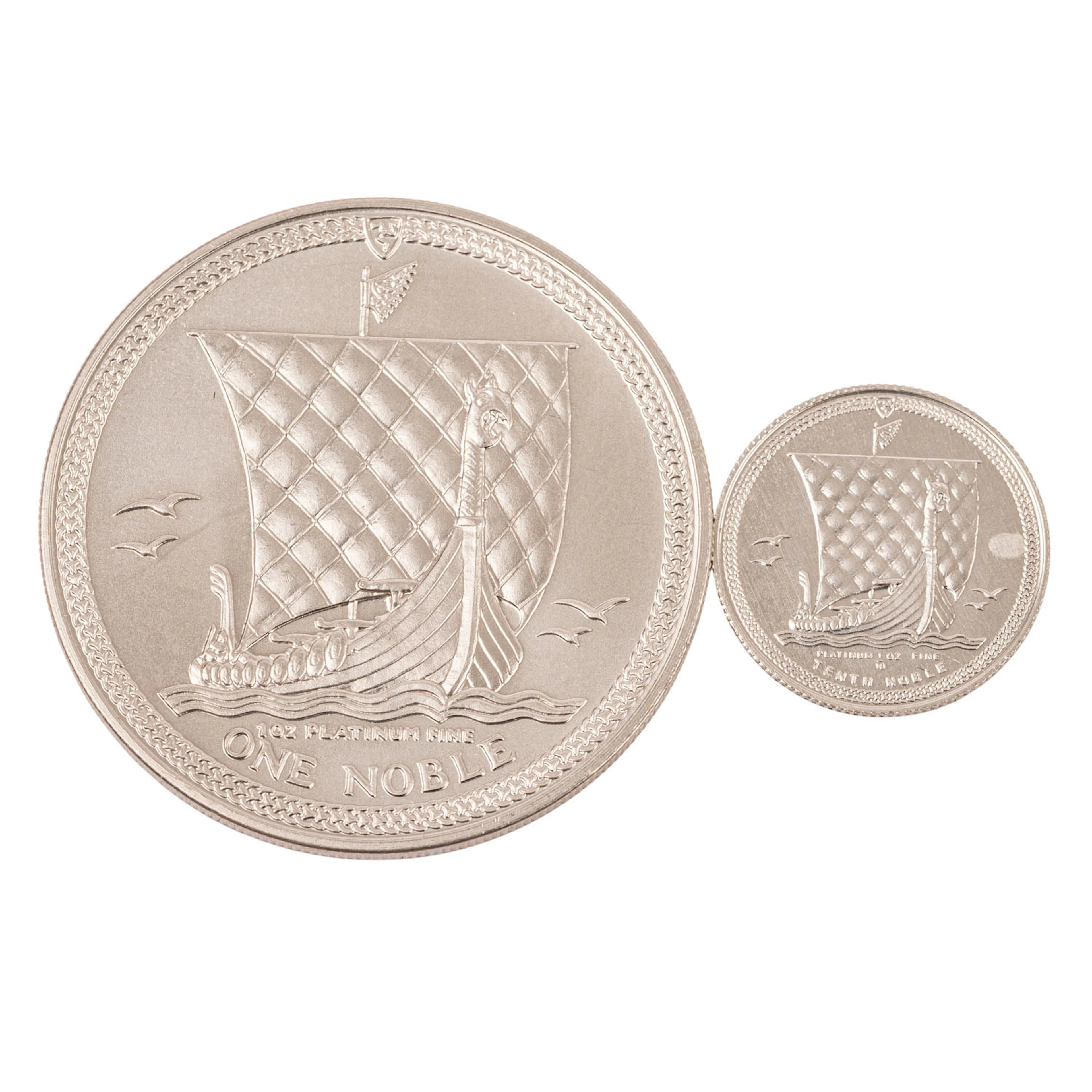 Isle of Man / PLATIN - Elisabeth II. 2 x Platinmünzen 1 Noble und 10 Noble 1985