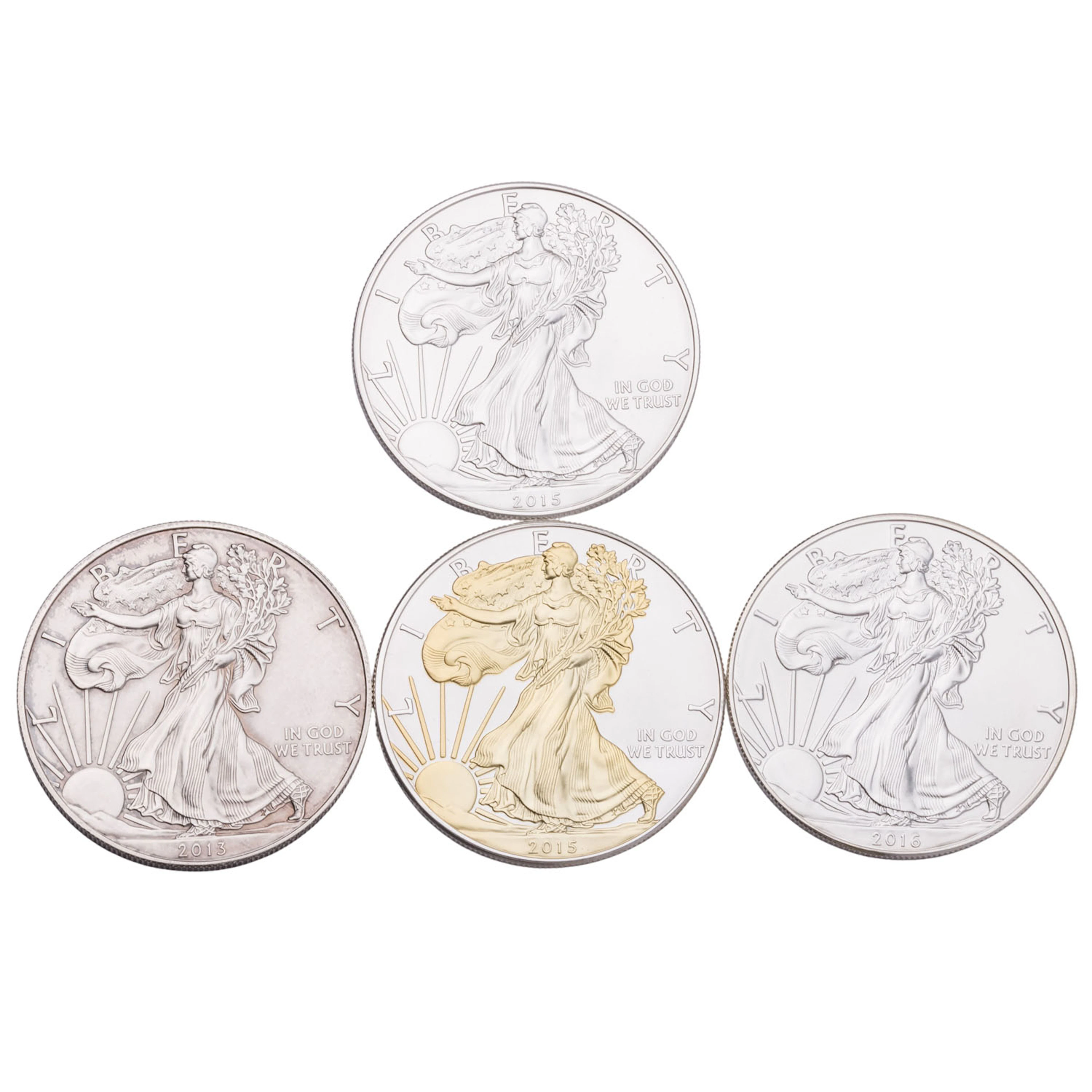USA/SILBER 4x 1 Dollar 2013, 2x 2015, 2016 "Silver Eagle"