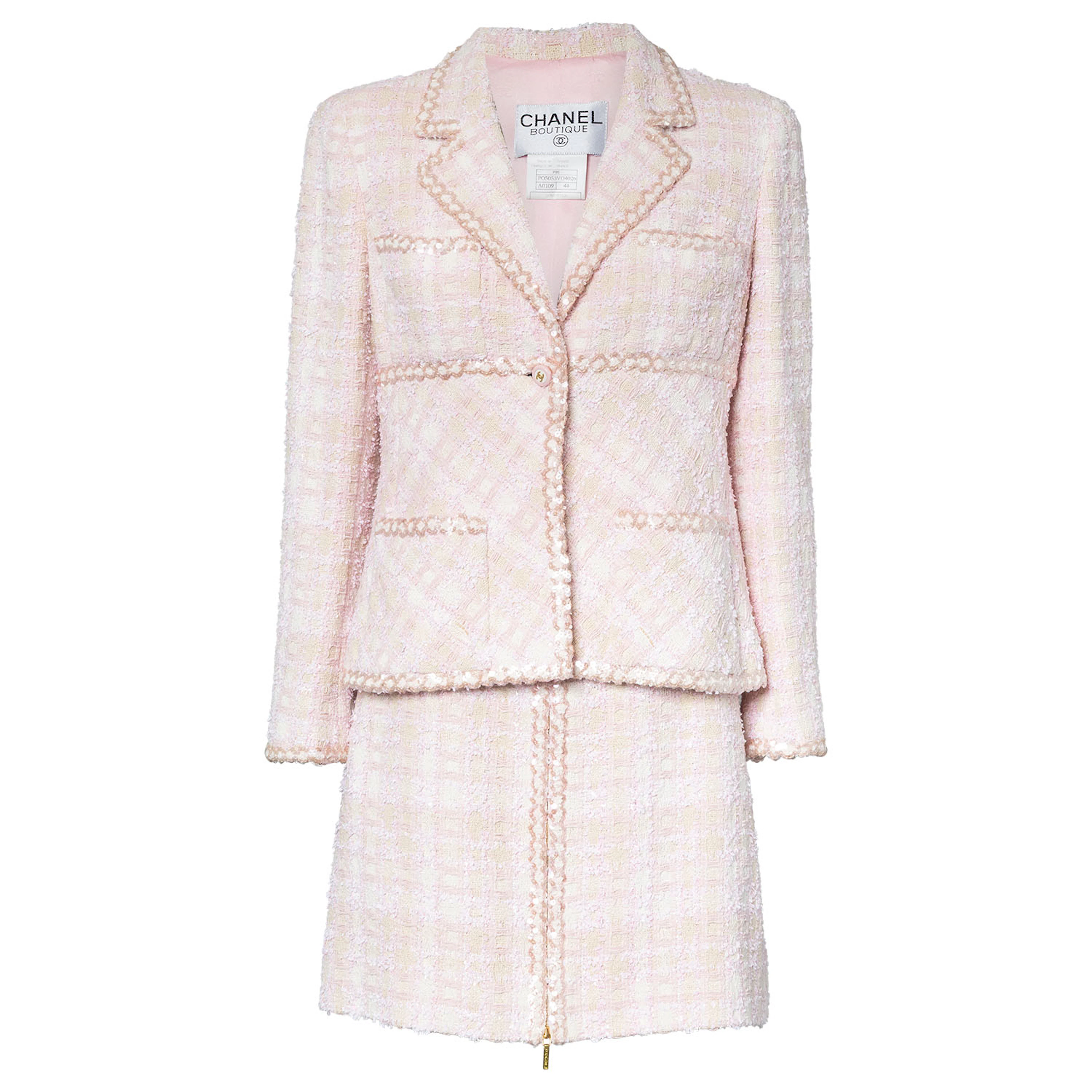 CHANEL BOUTIQUE VINTAGE Kostüm, Gr. ca. 38, Koll.: P 1995.