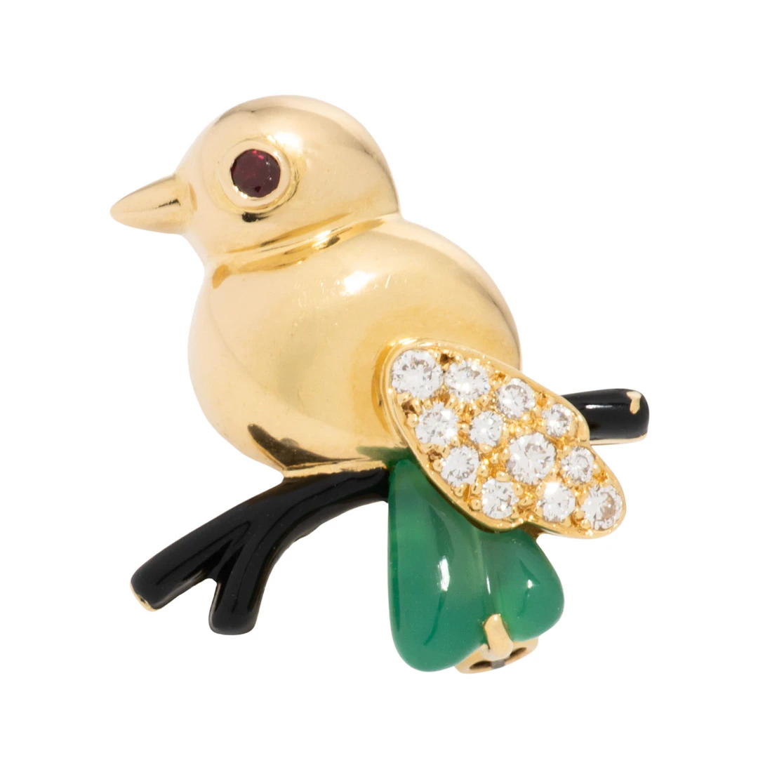 CARTIER Brosche "Vogel" mit Brillanten zus. ca. 0,15 ct