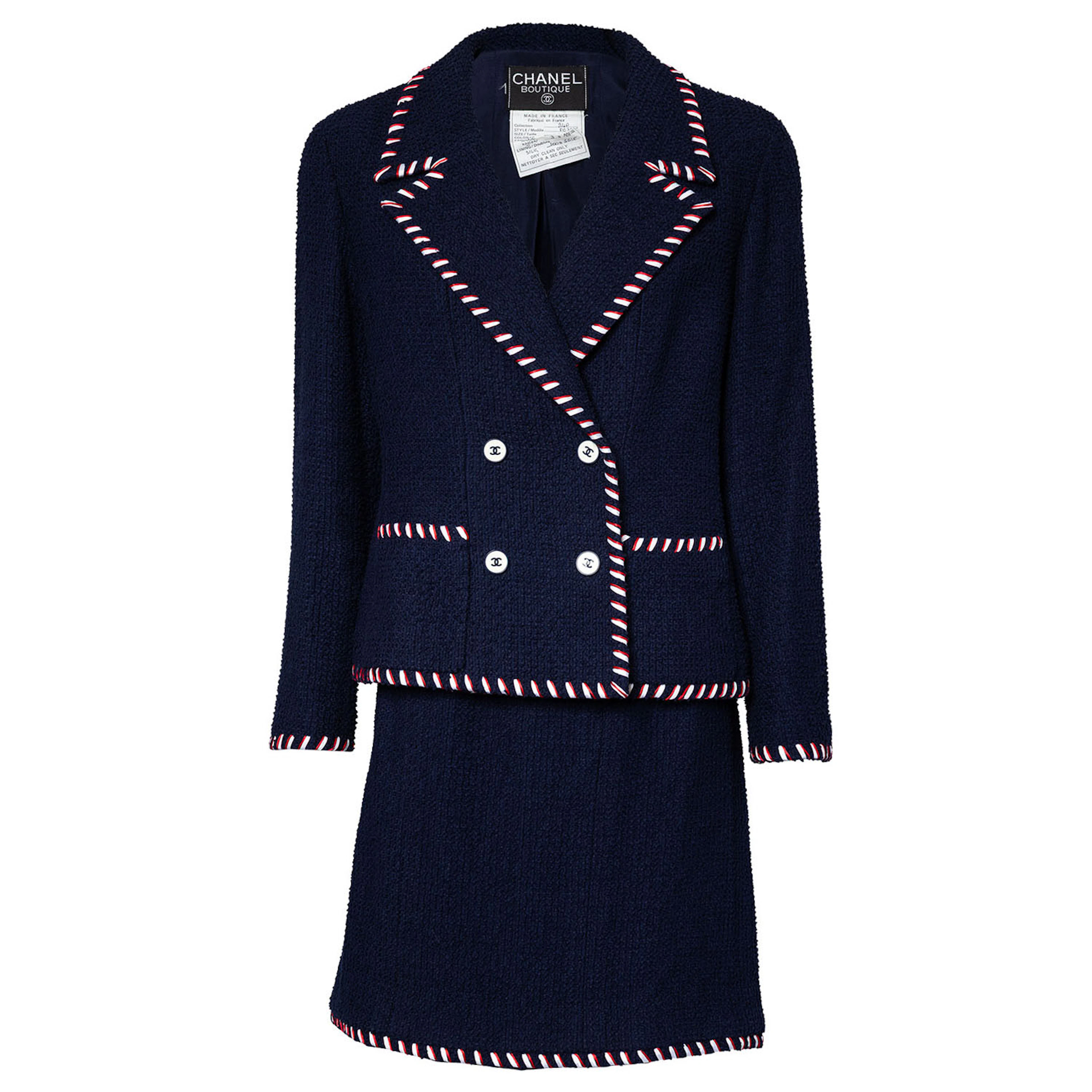 CHANEL BOUTIQUE VINTAGE Kostüm, Gr. ca. 38, Koll.: P 1994.