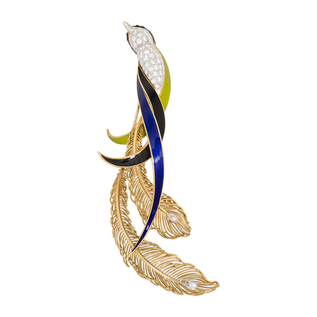 RENÉ KERN elegante Brosche "Paradiesvogel"
