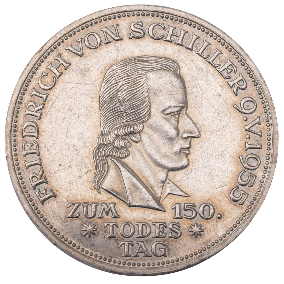 BRD/SILBER – 5 DM 1955/F, Schiller