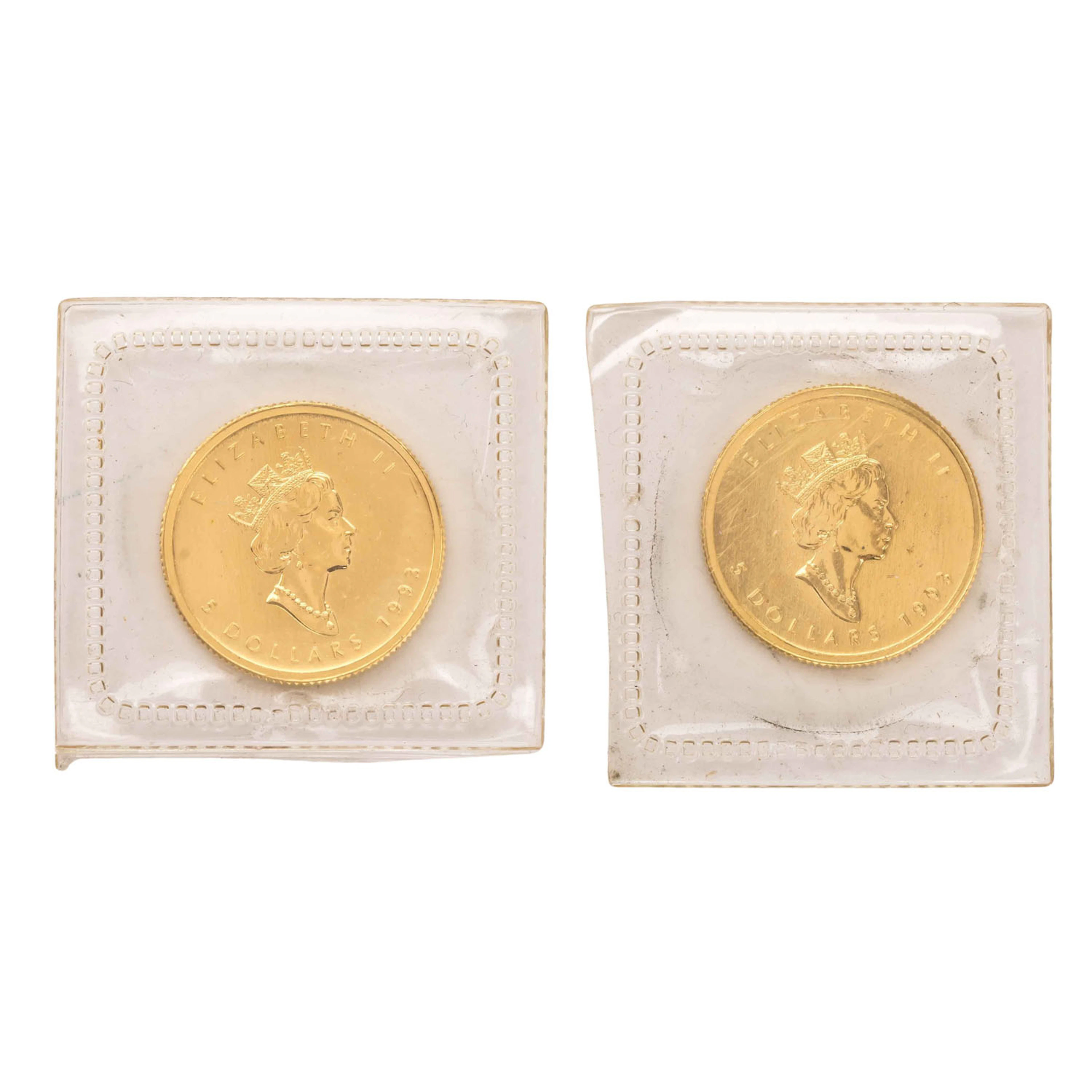 Kanada/GOLD 2x 5 Dollar 1993 "Maple Leaf"