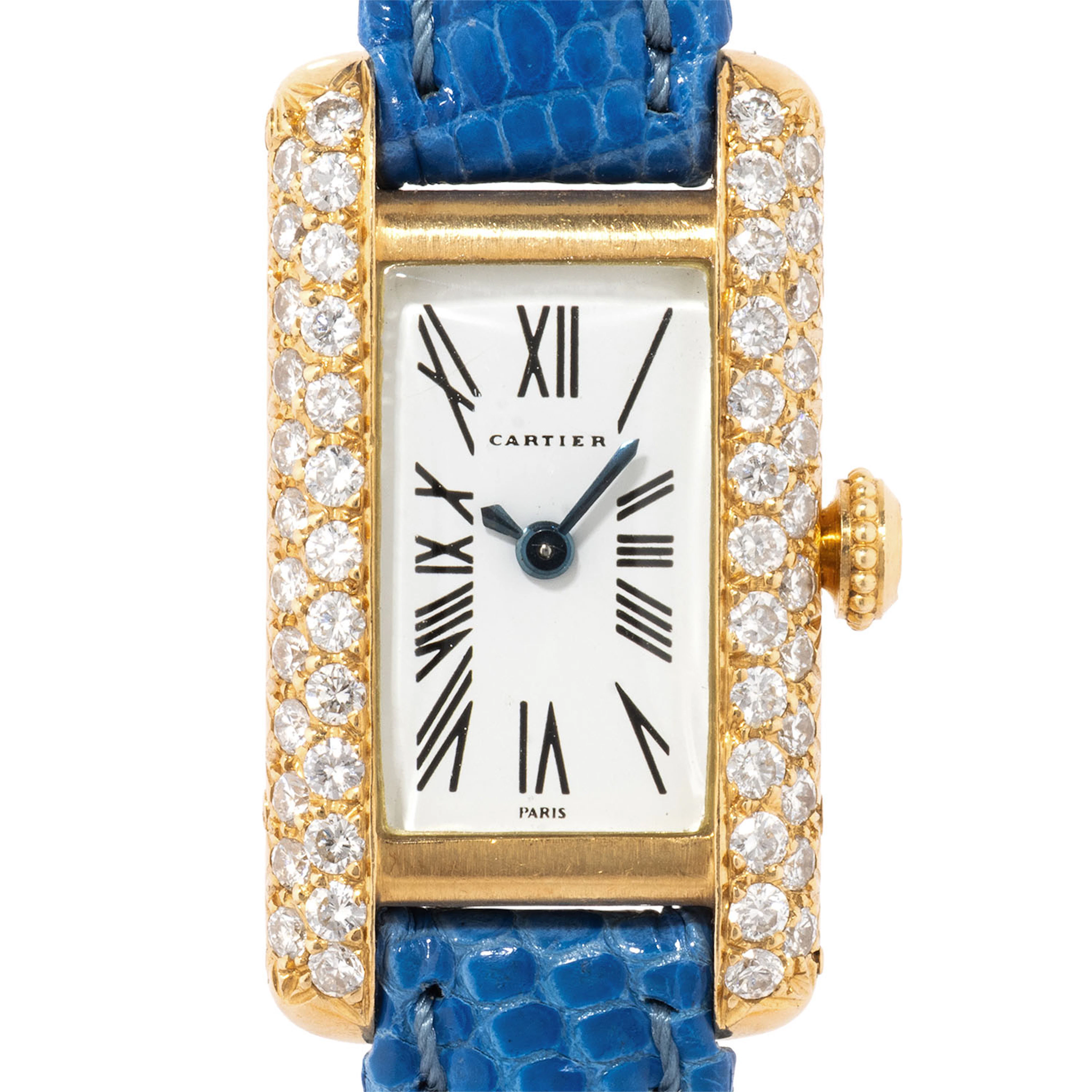 CARTIER seltene Vintage Mini Tank Alongée "Diamonds" Damenuhr. Ca.