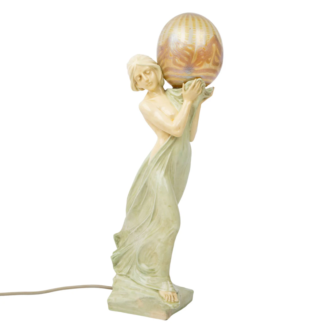 WIEN Förster & Co. Figürliche Jugendstil -Tischlampe, um 1905