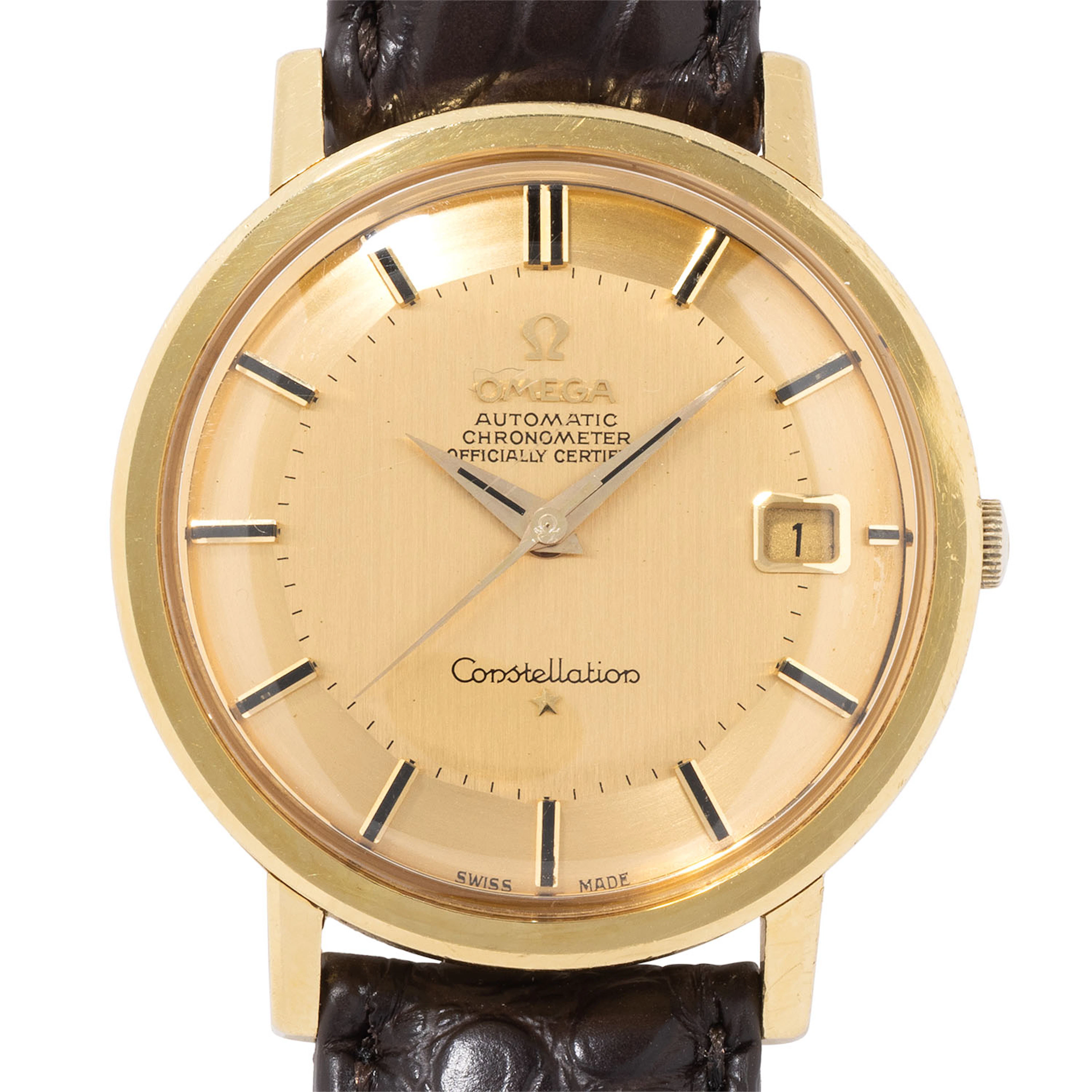OMEGA Constellation 'Pie-Pan' VIntage Herrenuhr Ref. 168004 in 18K Gelbgold.