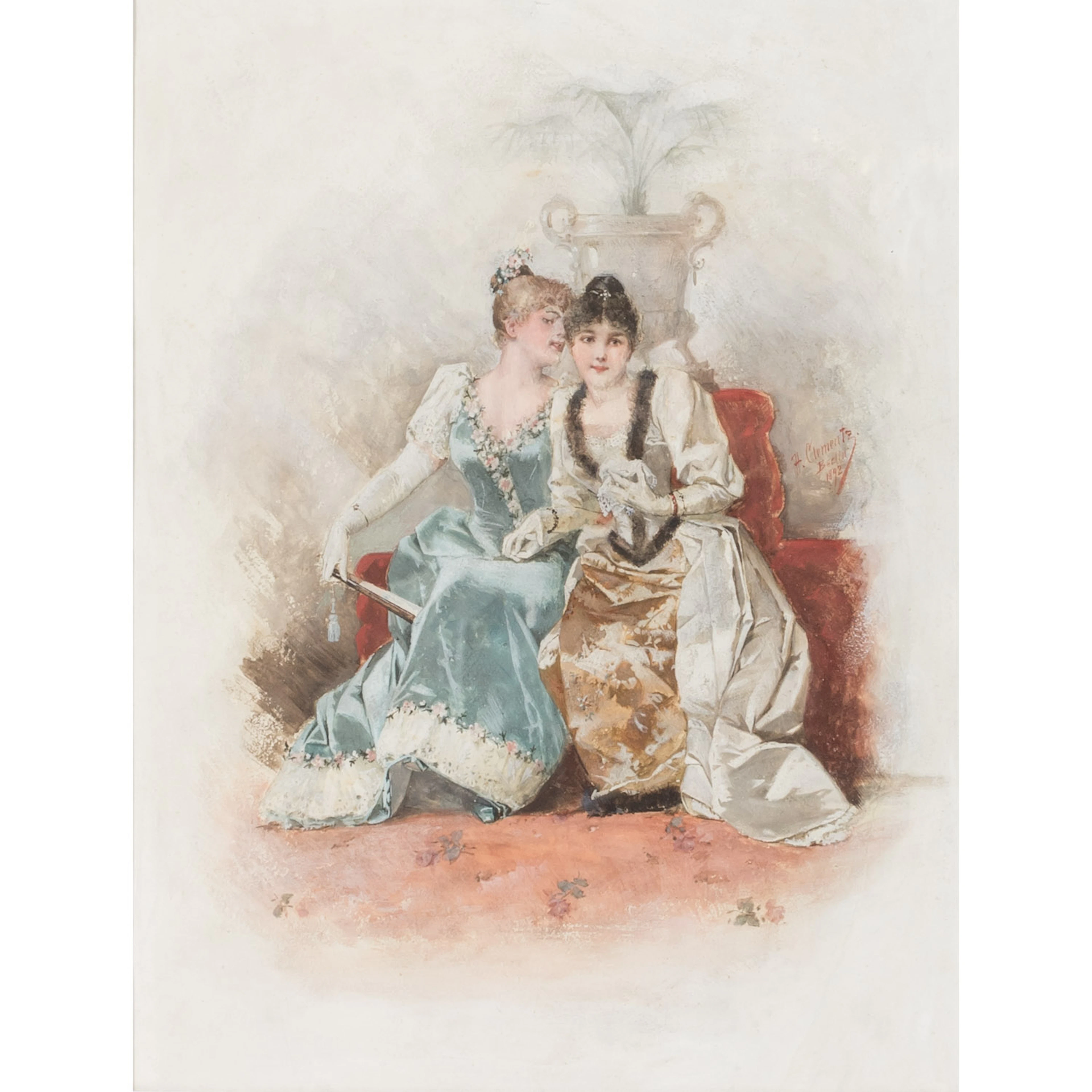 CLEMENTZ, HERMANN (1852-1930) "In eleganter Abendgarderobe teilen