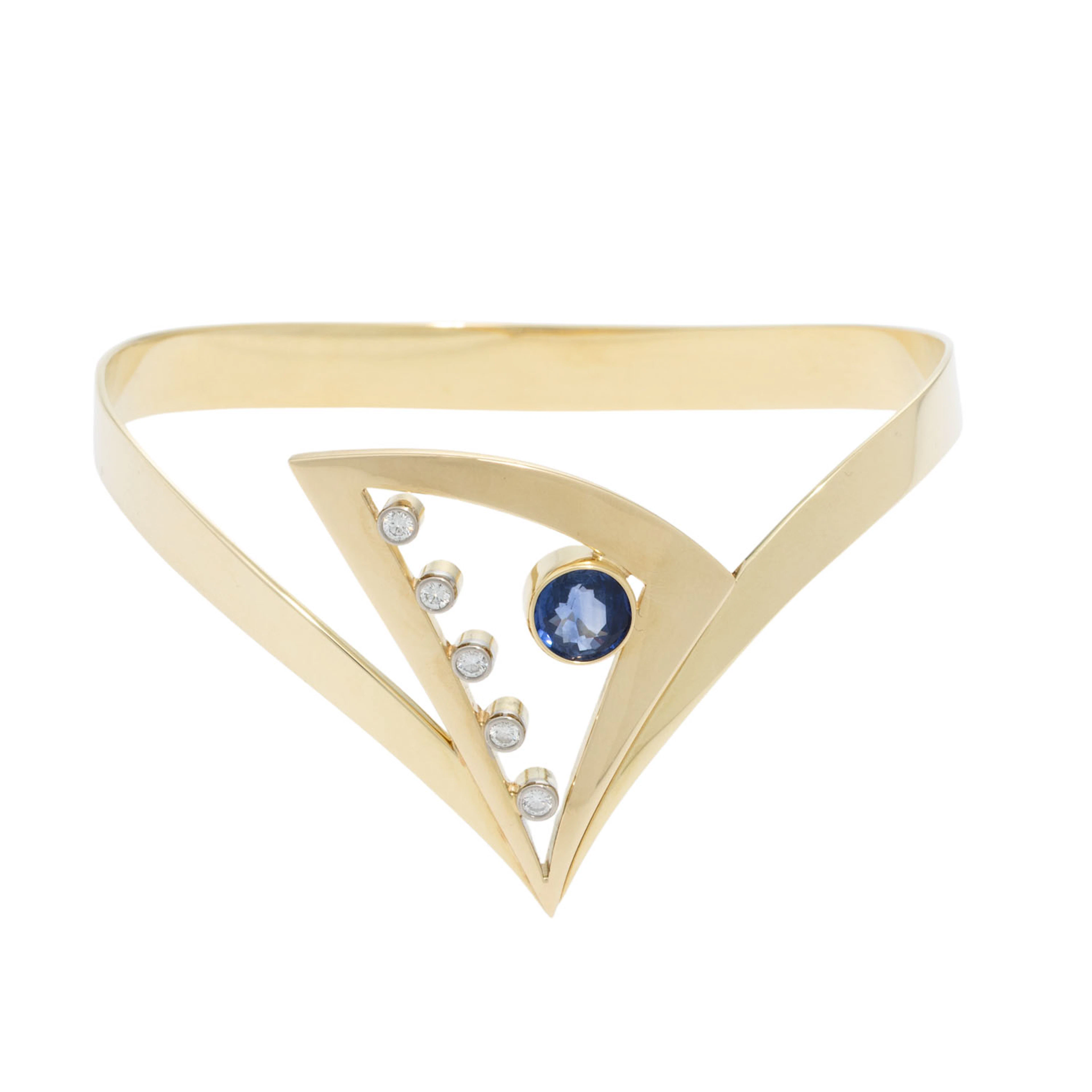 Armspange mit Saphir und 5 Brillanten zus. ca. 0,15 ct