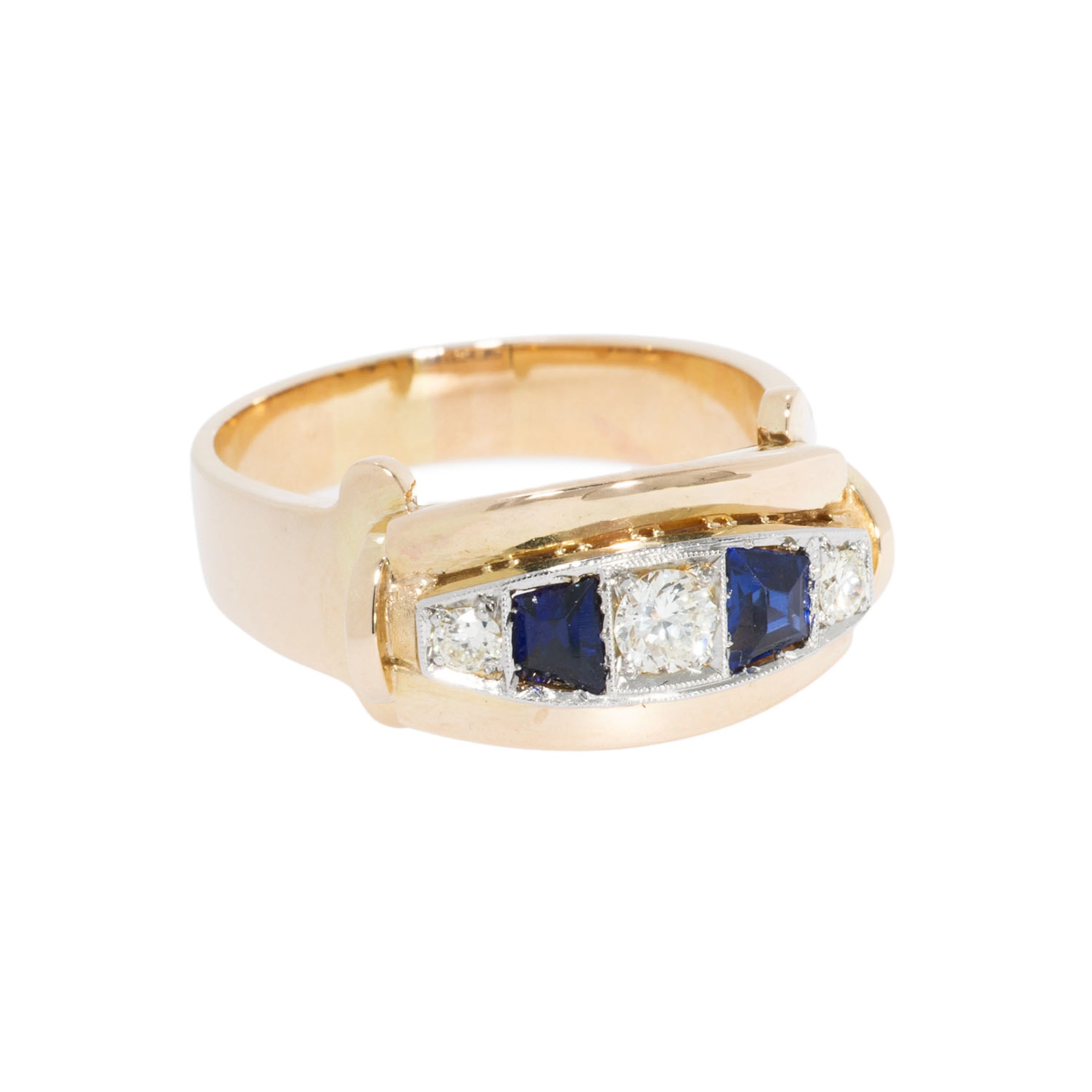 Ring mit synthetischen Saphiren und Brillanten