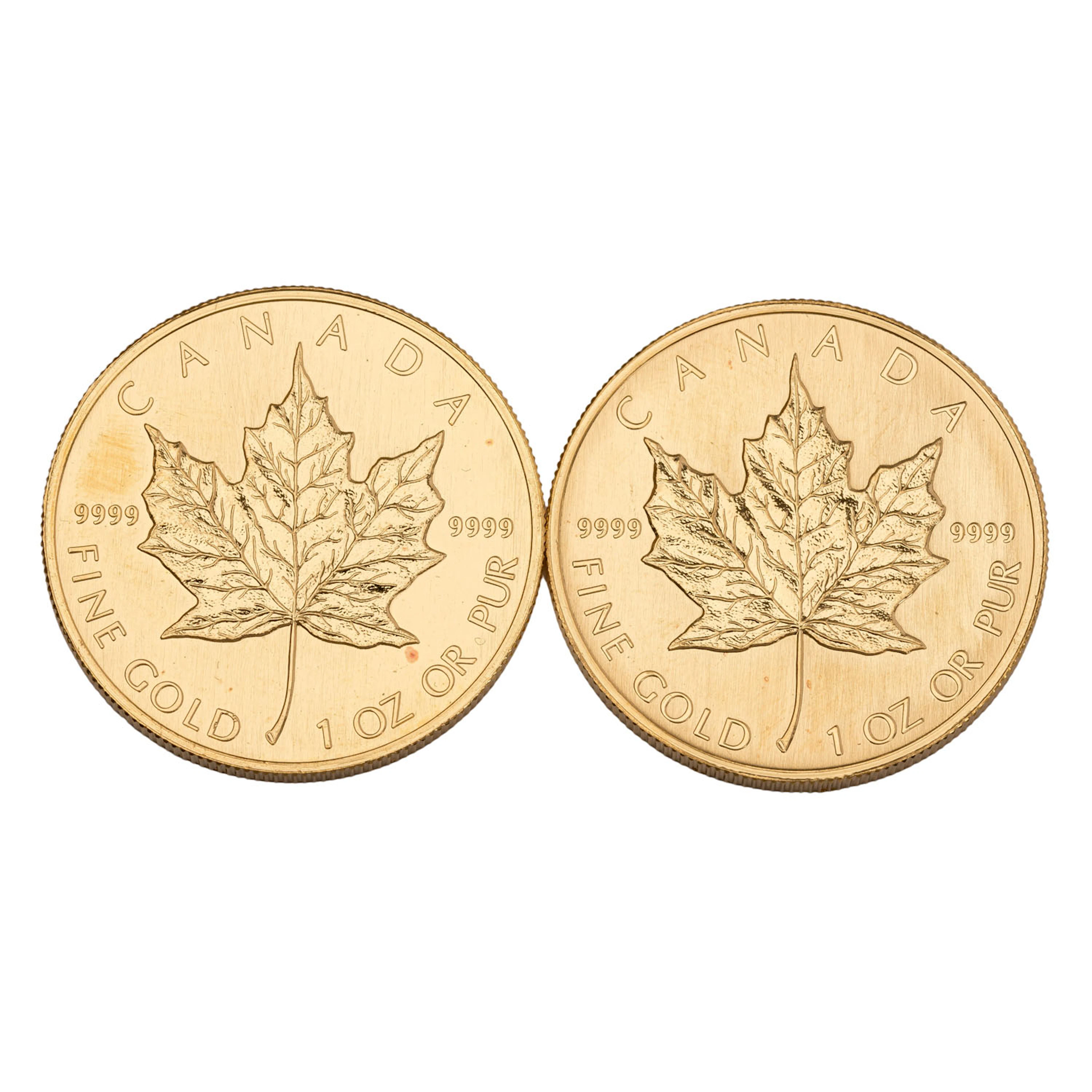 2 x Kanada /GOLD - 50 Dollars 1990, Maple Leaf, je 1 oz Gold fein