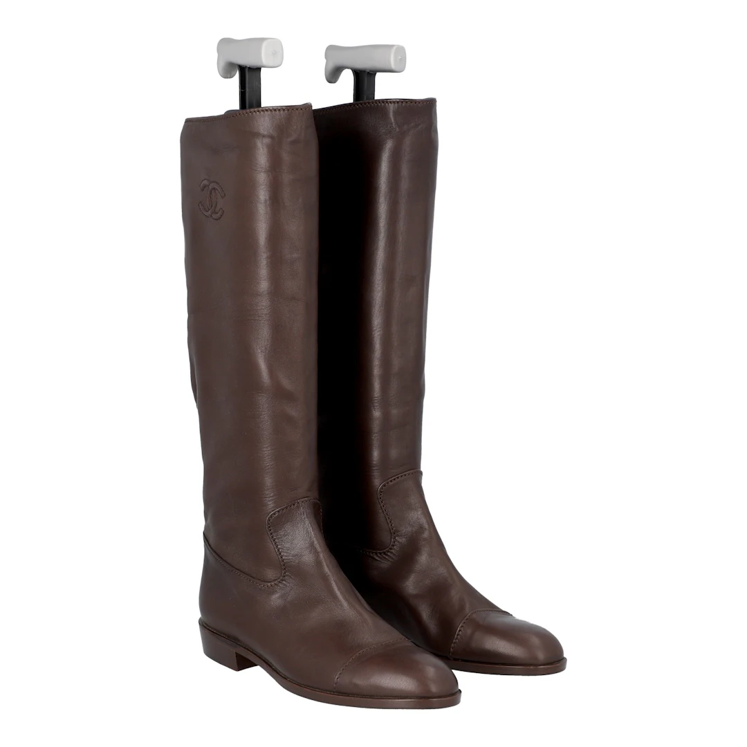 CHANEL VINTAGE Stiefel, Gr. 39.