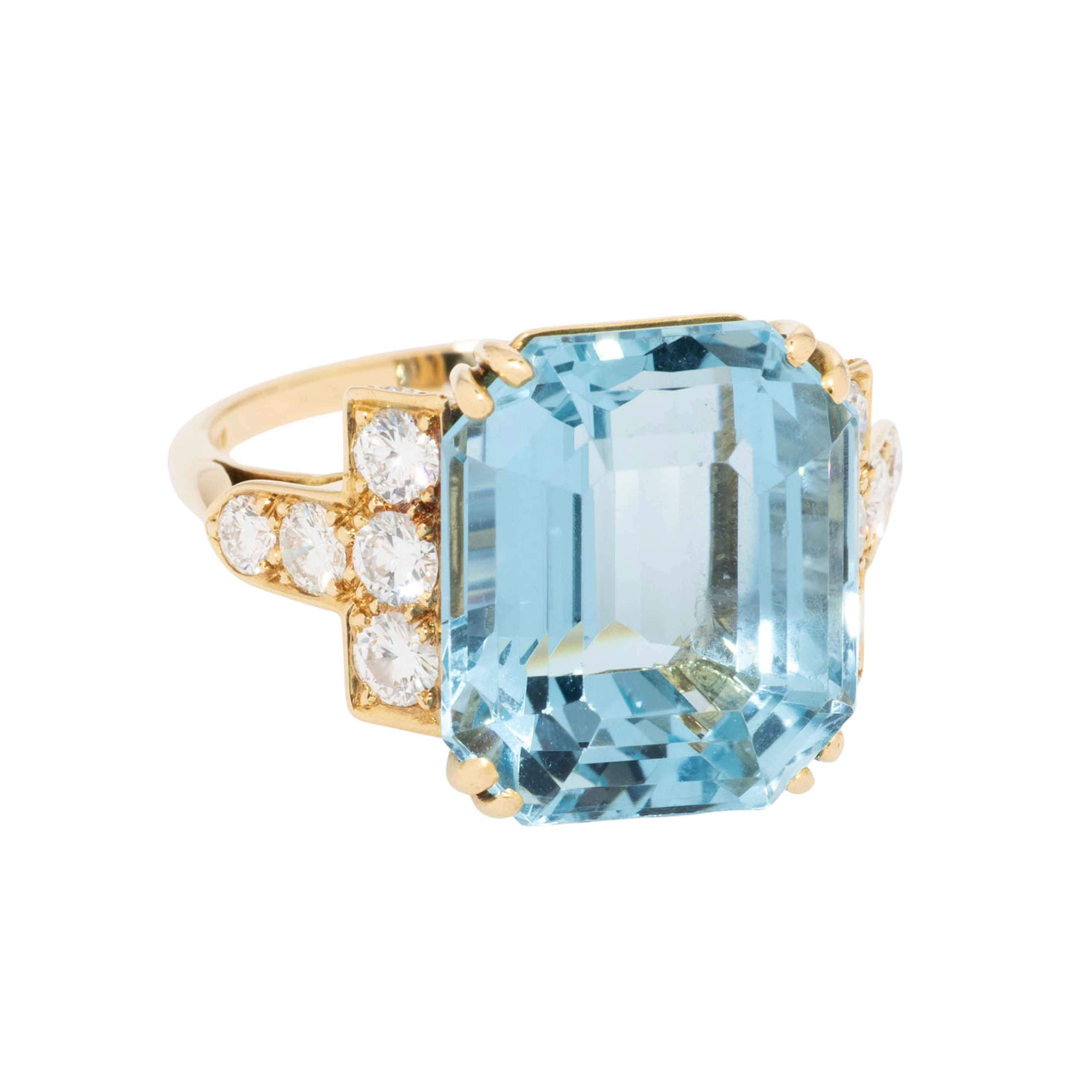 CARTIER Ring mit feinem Aquamarin von ca. 18 ct