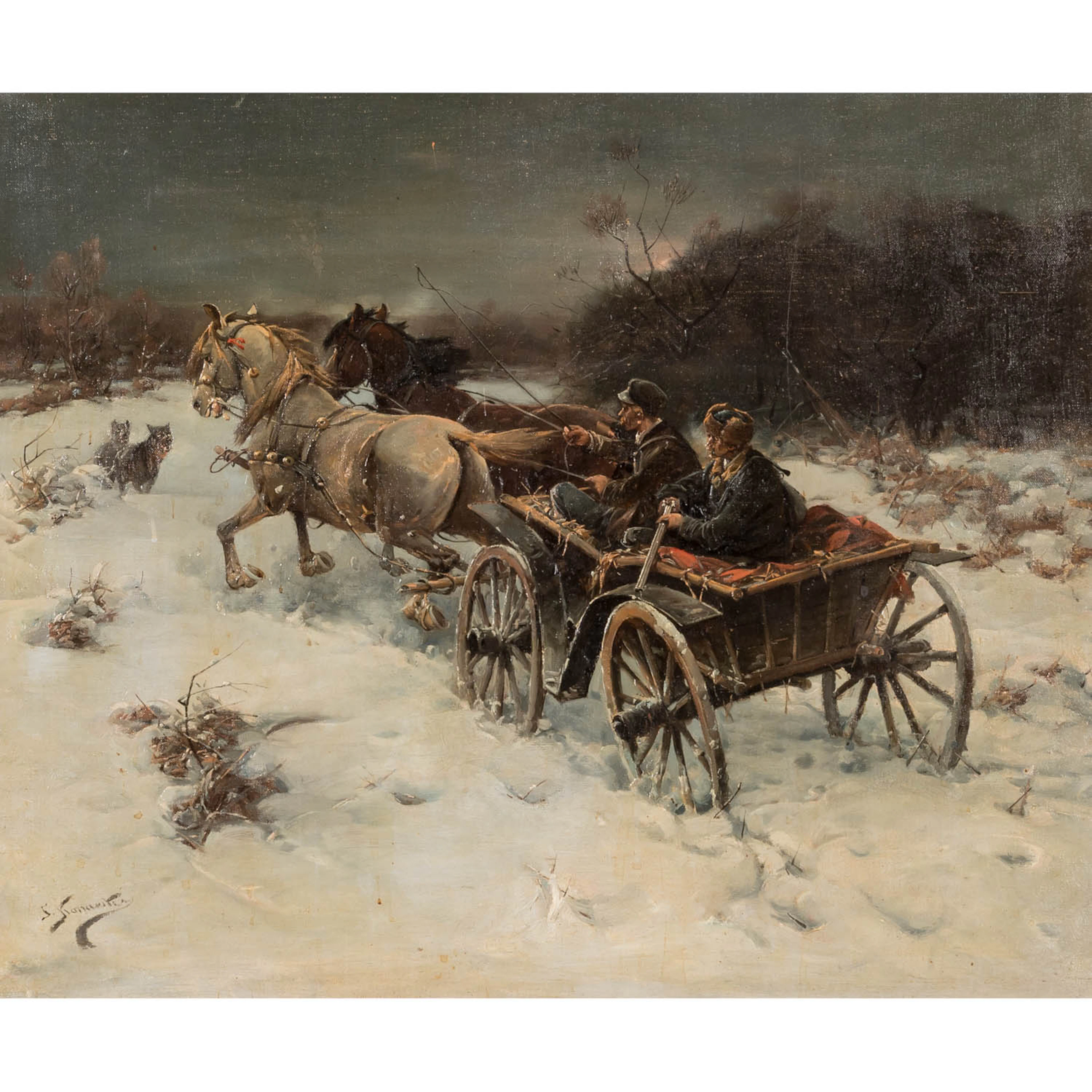KONARSKI, JAN (1856-1918), "Pferdewagen"
