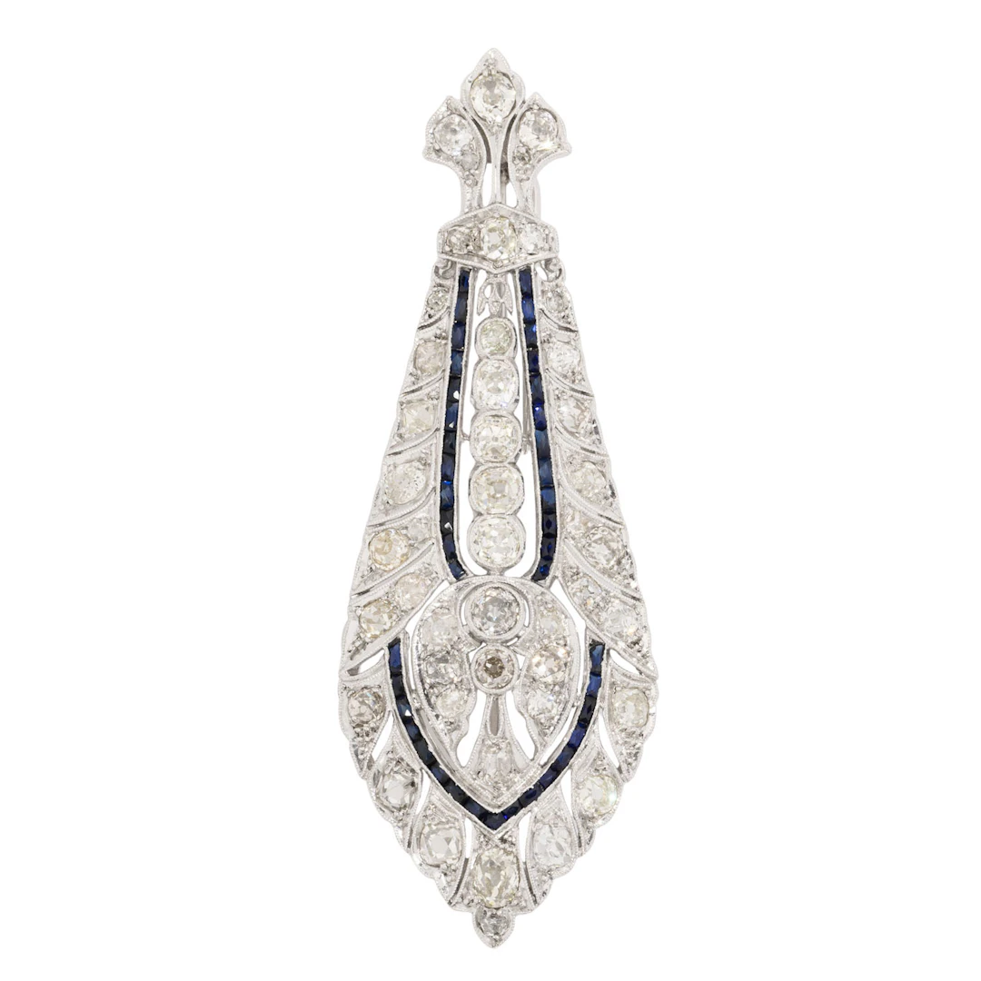 Brosche mit Altschliffdiamanten von zus. ca. 3,7 ct