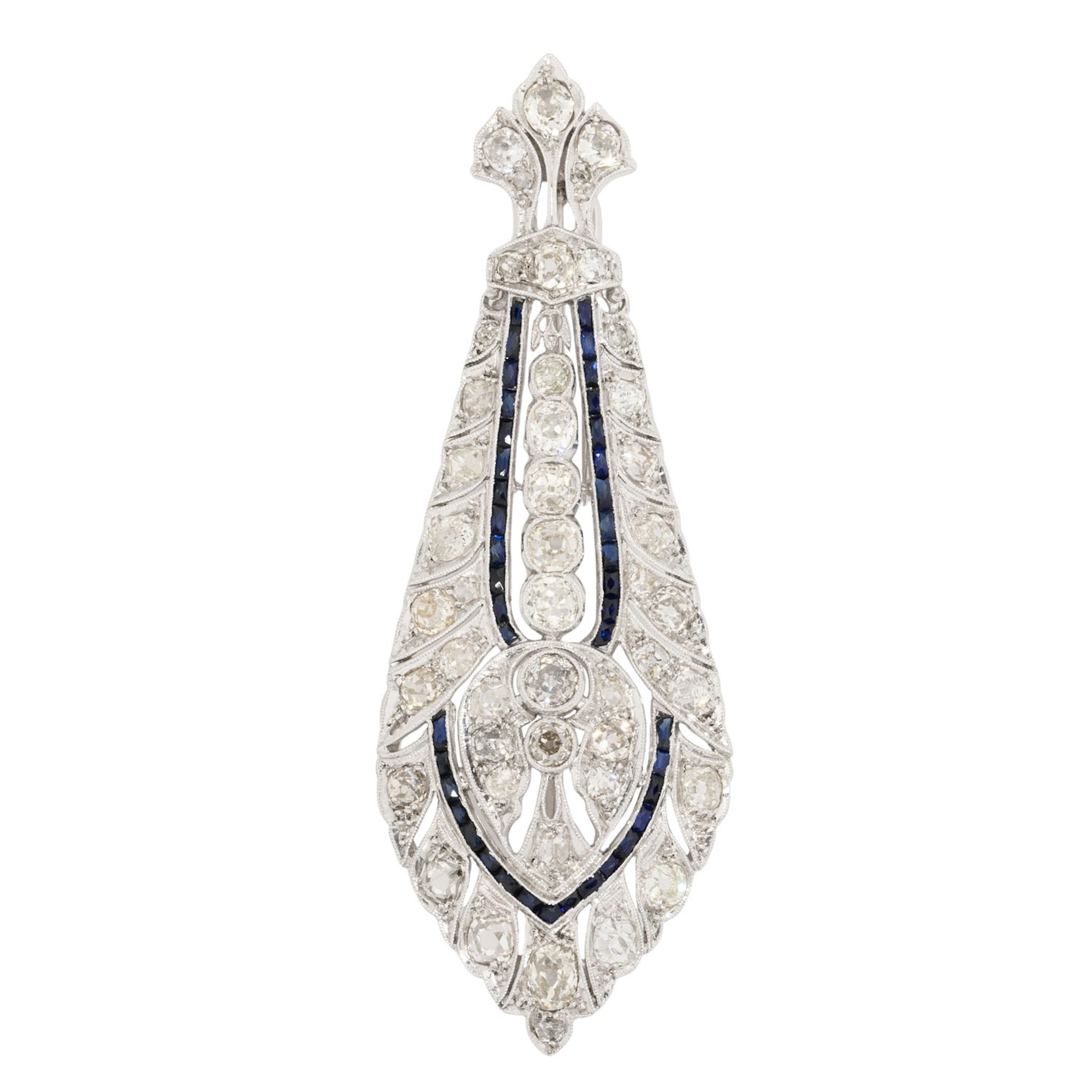 Brosche mit Altschliffdiamanten von zus. ca. 3,7 ct
