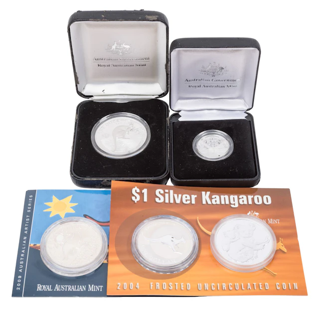 Australien/SILBER 5x 1 Dollar mit insgesamt 136g Feinsilber