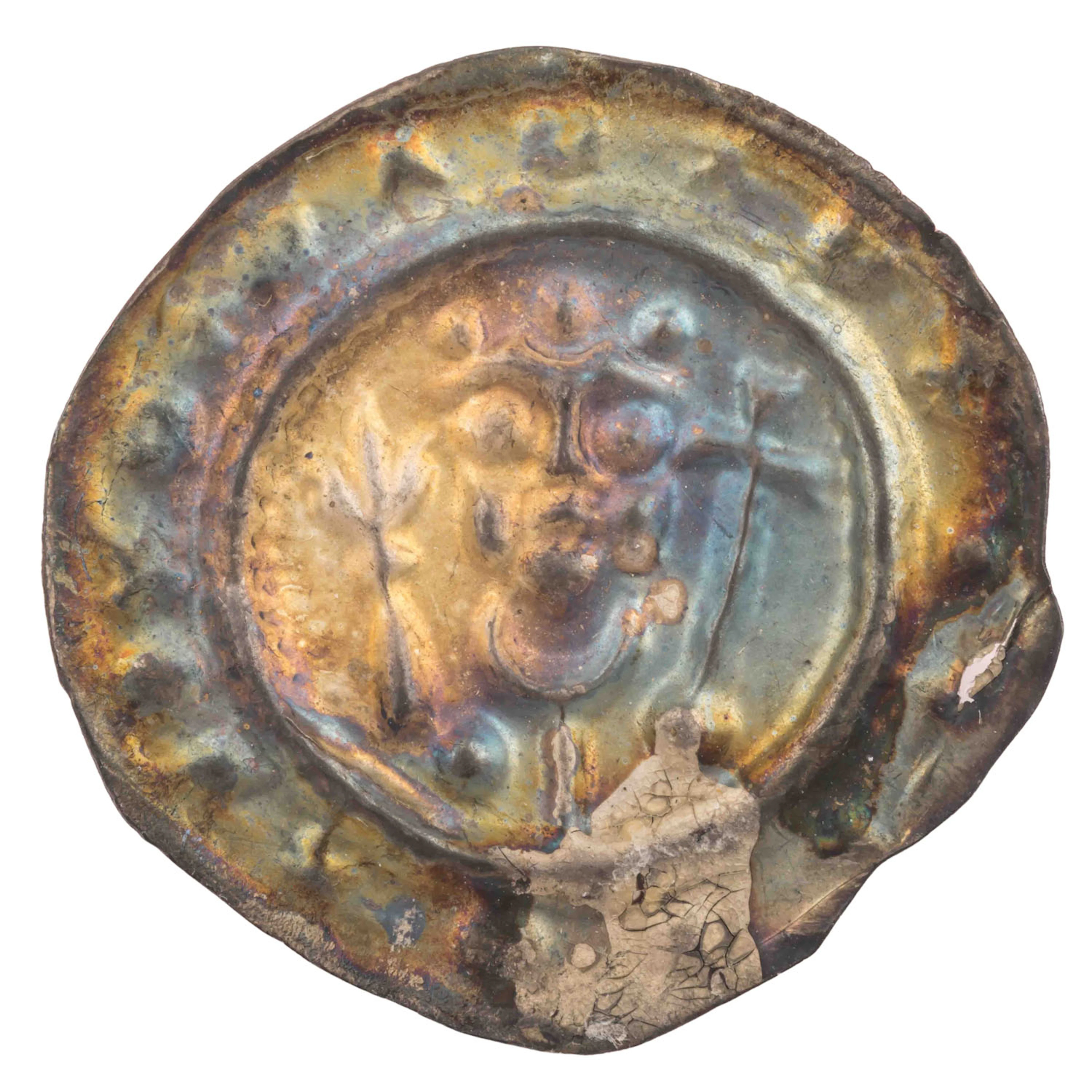 Abtei Kempten - Brakteat, Berthold II., 1185-1197, Brustbild der heiligen