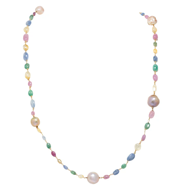 Collier mit Korunden in verschiedenen Farben