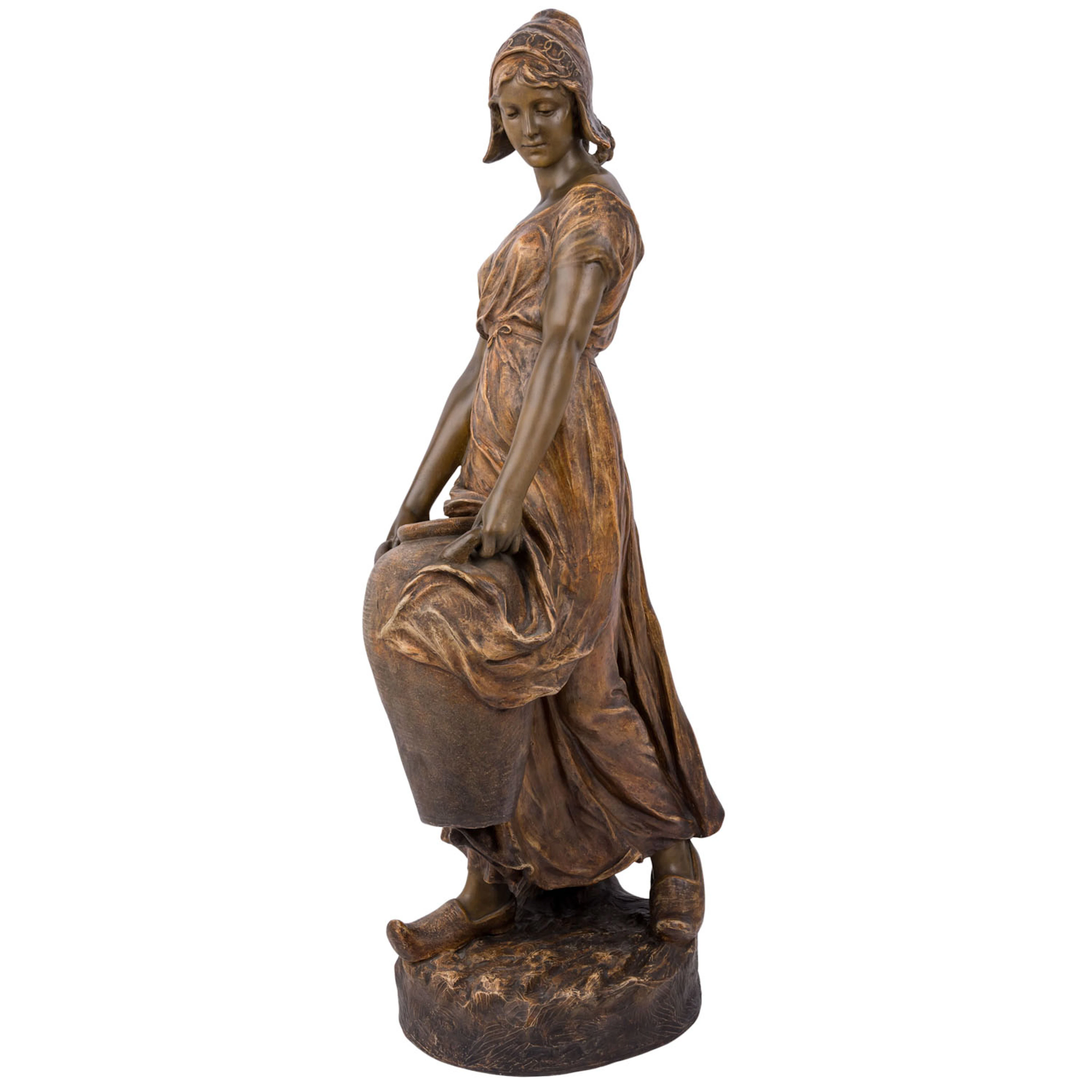 GOLDSCHEIDER "Große Jugendstil-Figur einer Wasserträgerin"