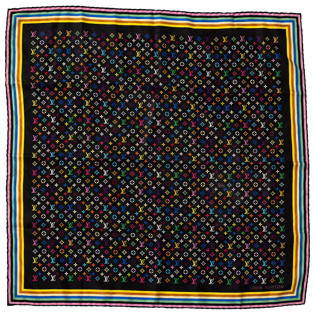 LOUIS VUITTON Seidencarré "BLACK MULTICOLOR".