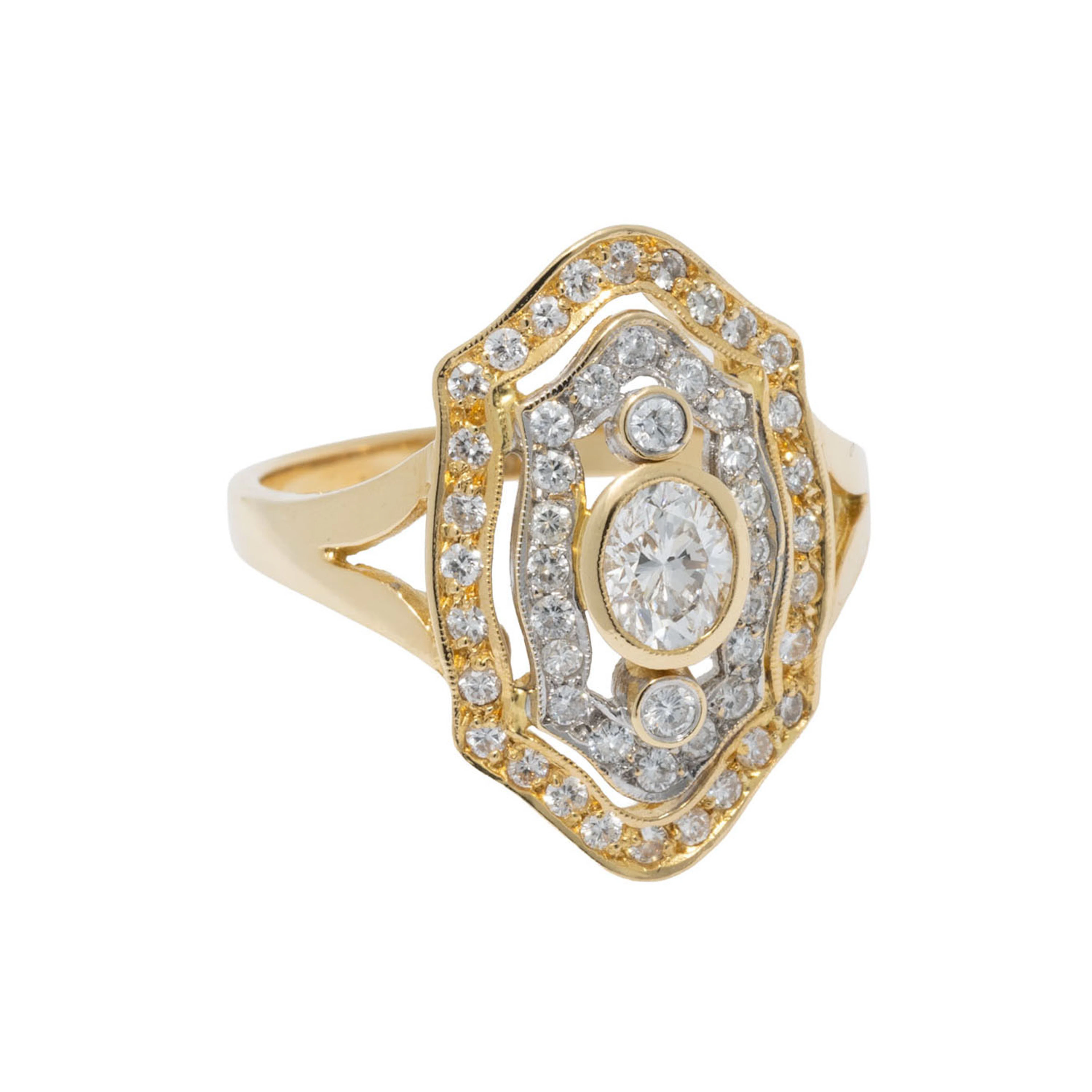 Ring mit ovalem Diamant von ca. 0,45 ct (grav.)