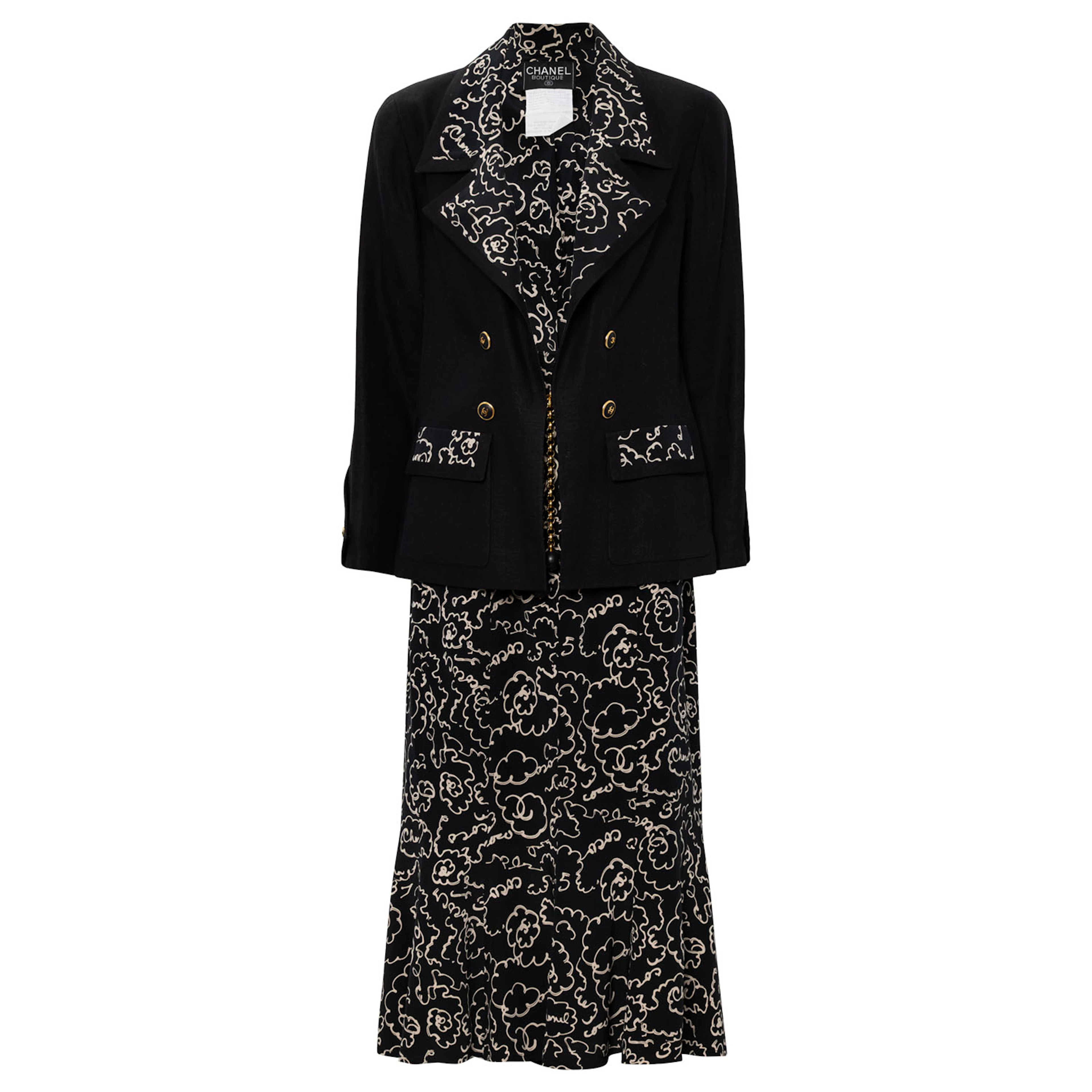 CHANEL BOUTIQUE VINTAGE Kostüm, Gr. ca. 38, Koll.: P 1993.