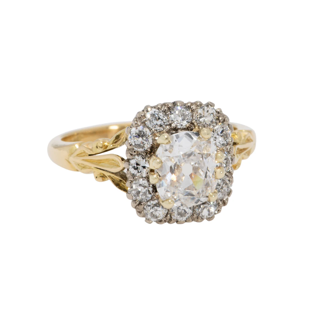 Ring mit Altschliffdiamant im Kissenschliff von ca. 1 ct