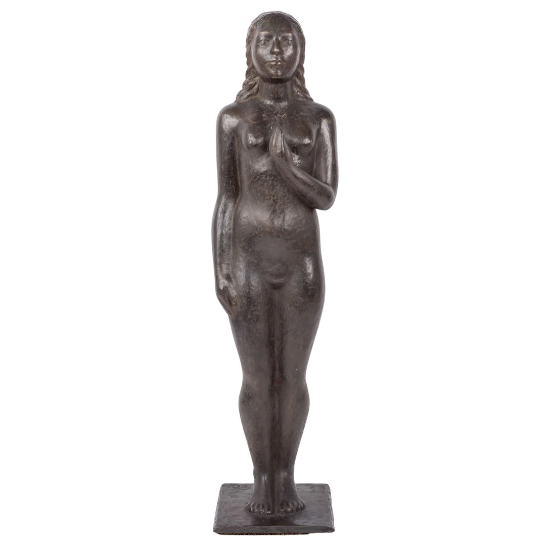 MONOGRAMMIST BG (Bildhauer/in 20./21. Jh.), "Junge Frau, eine Knospe