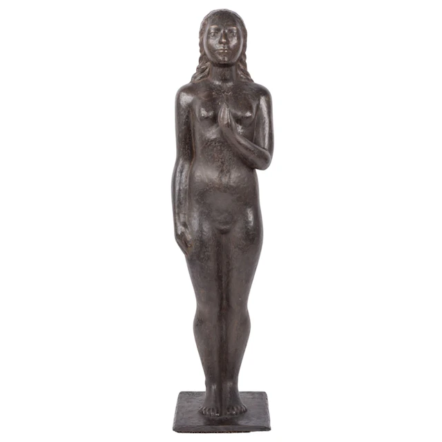 MONOGRAMMIST BG (Bildhauer/in 20./21. Jh.), "Junge Frau, eine Knospe