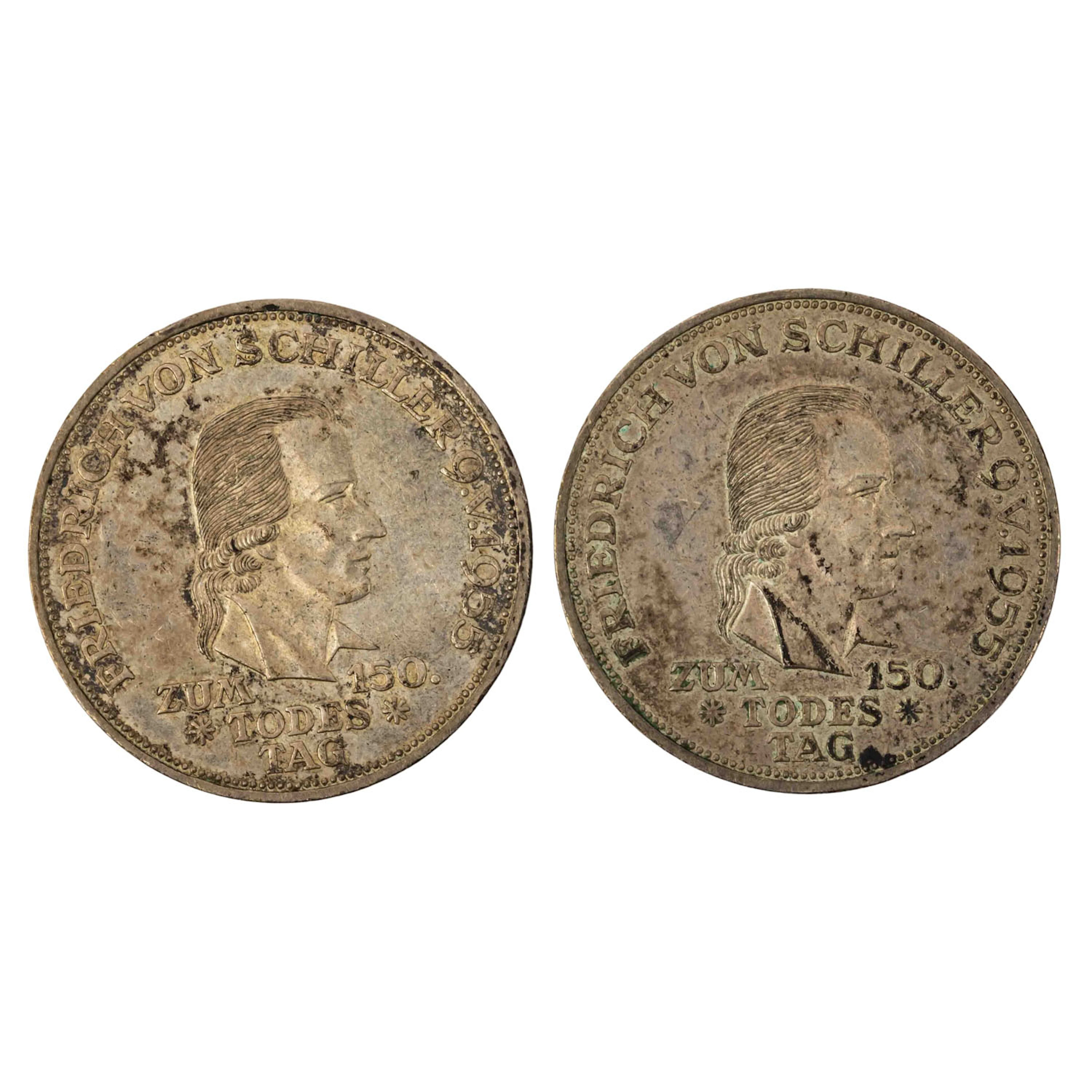 Deutschland - 2 x 5 DM 'Friedrich Schiller' 1955-F