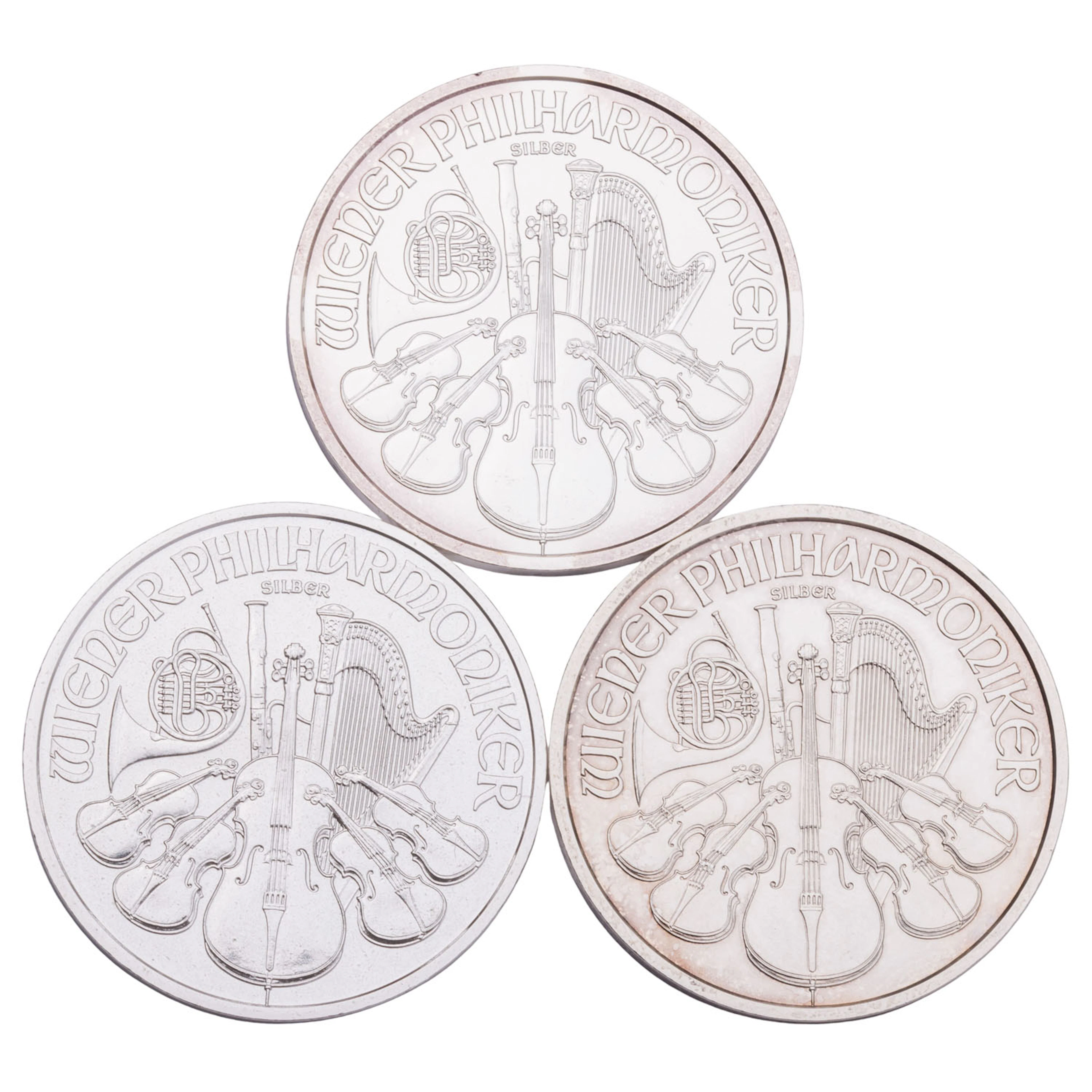 Österreich/SILBER 3x 1,5 Euro 2013, 2015, 2024 "Wiener Philharmoniker"