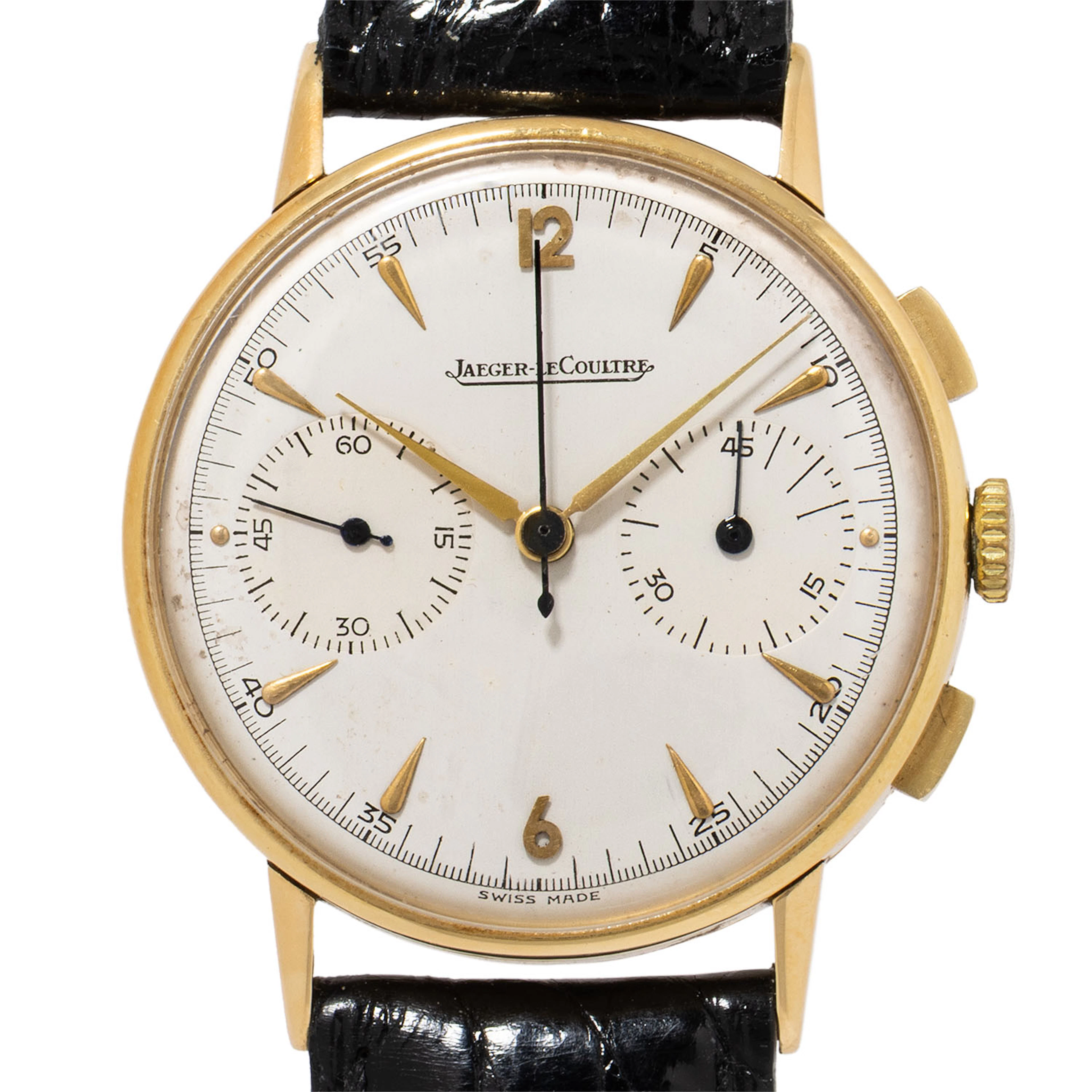 JAEGER-LECOULTRE Vintage Herren-Chronograph in 18K Gelbgold.