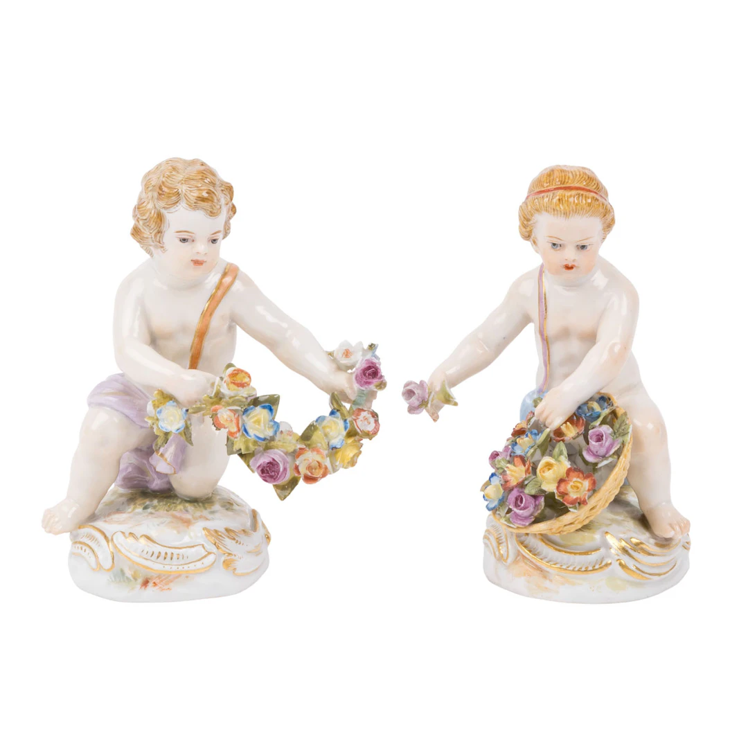 MEISSEN zwei kleine Amoretten, 1880-1924, 1. Wahl.