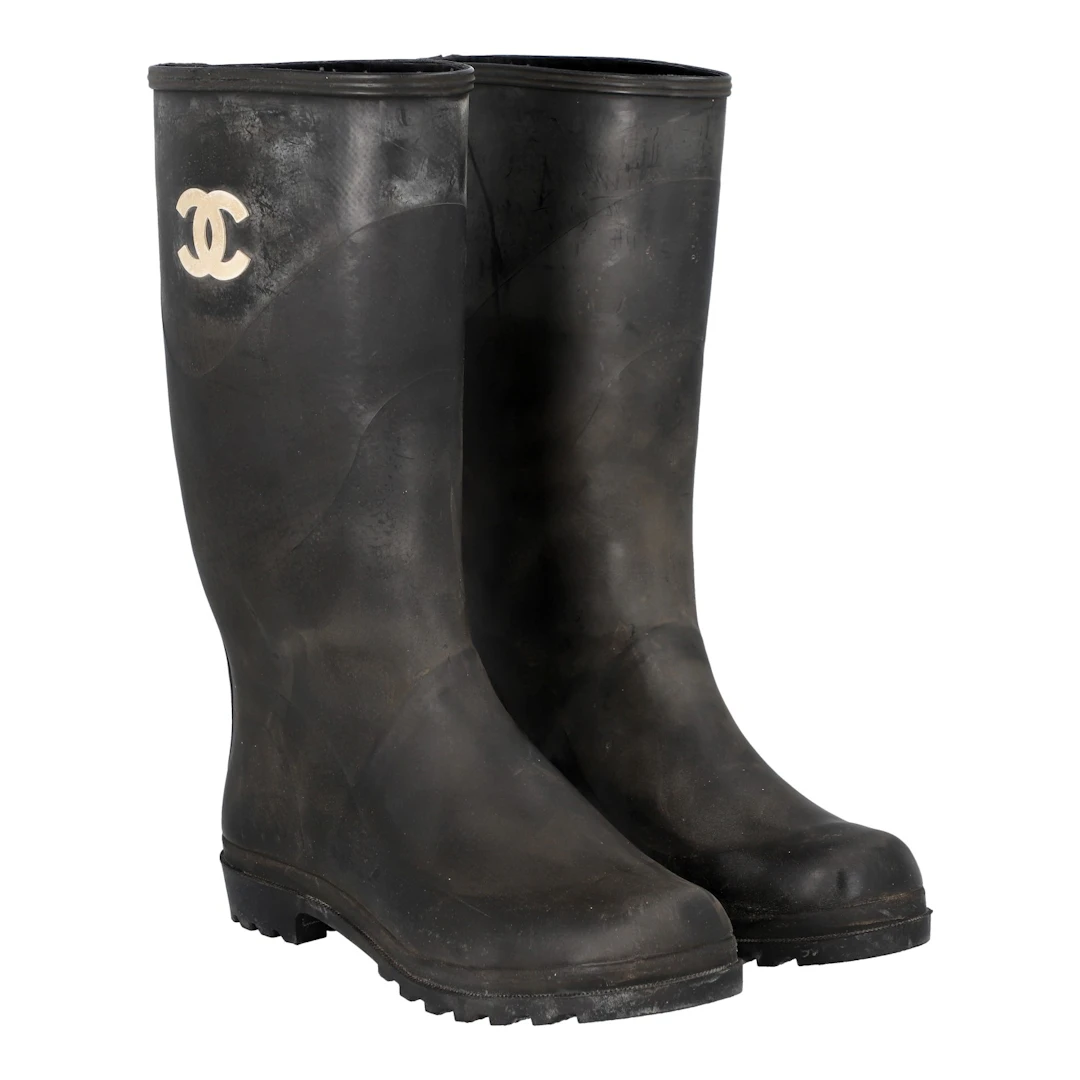 CHANEL VINTAGE Gummistiefel, Gr. 39, Koll.: F/W 1994.