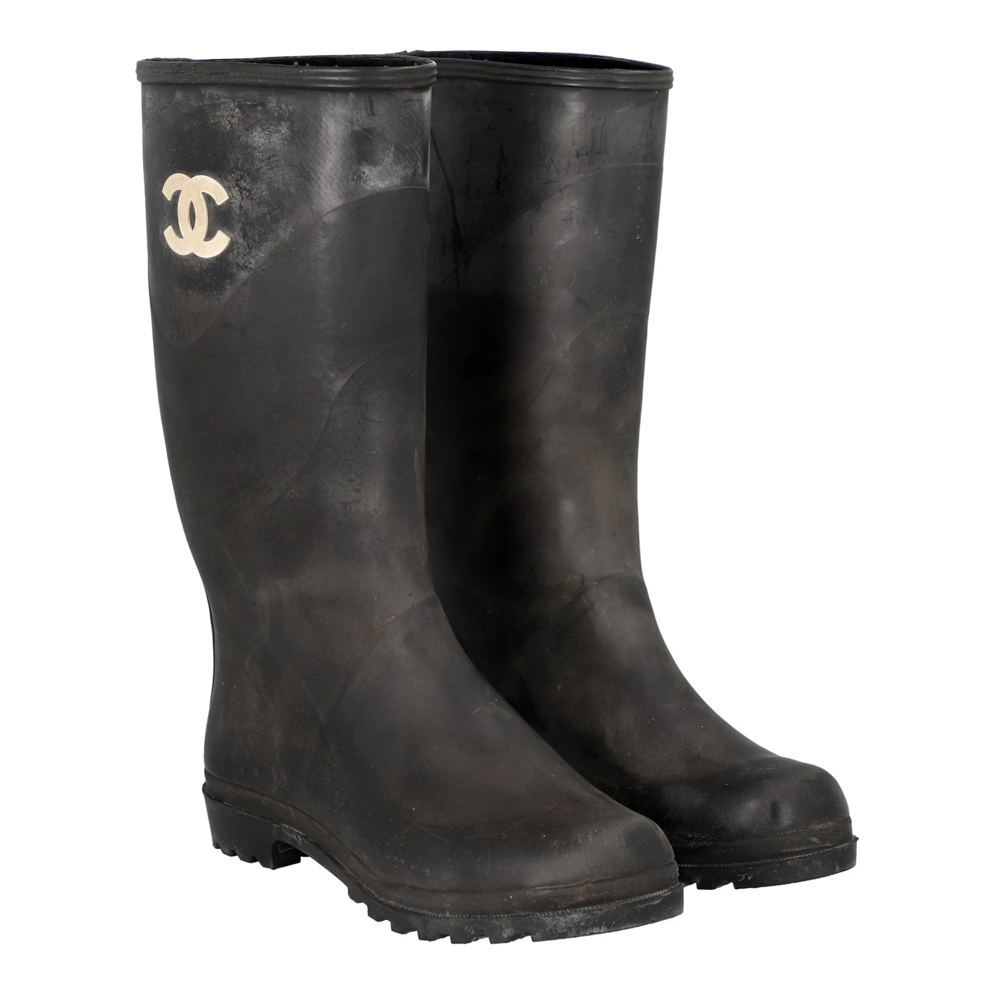 CHANEL VINTAGE Gummistiefel, Gr. 39, Koll.: F/W 1994.