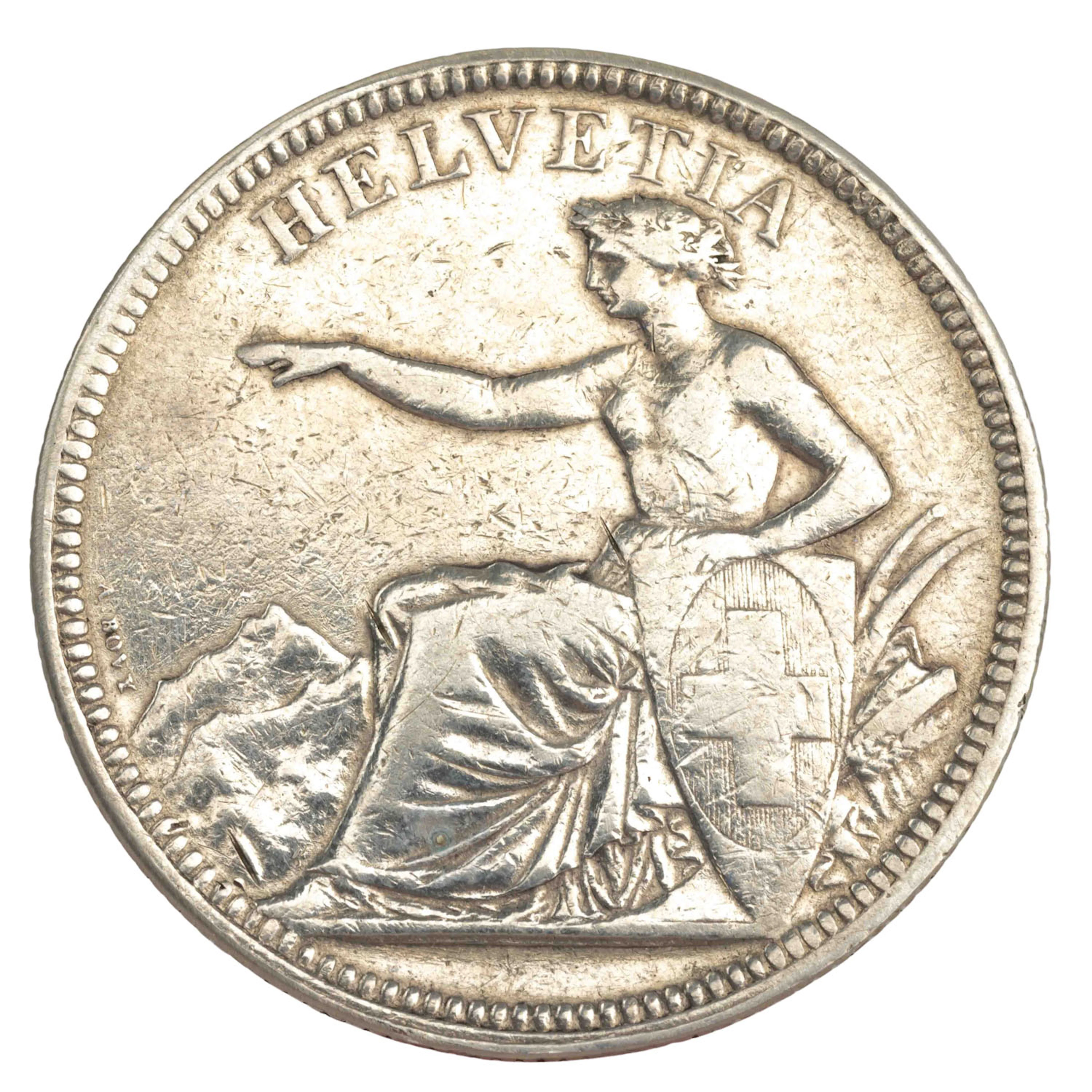 Schweiz/SILBER 5 Franken 1874/B "Helvetia sitzend"