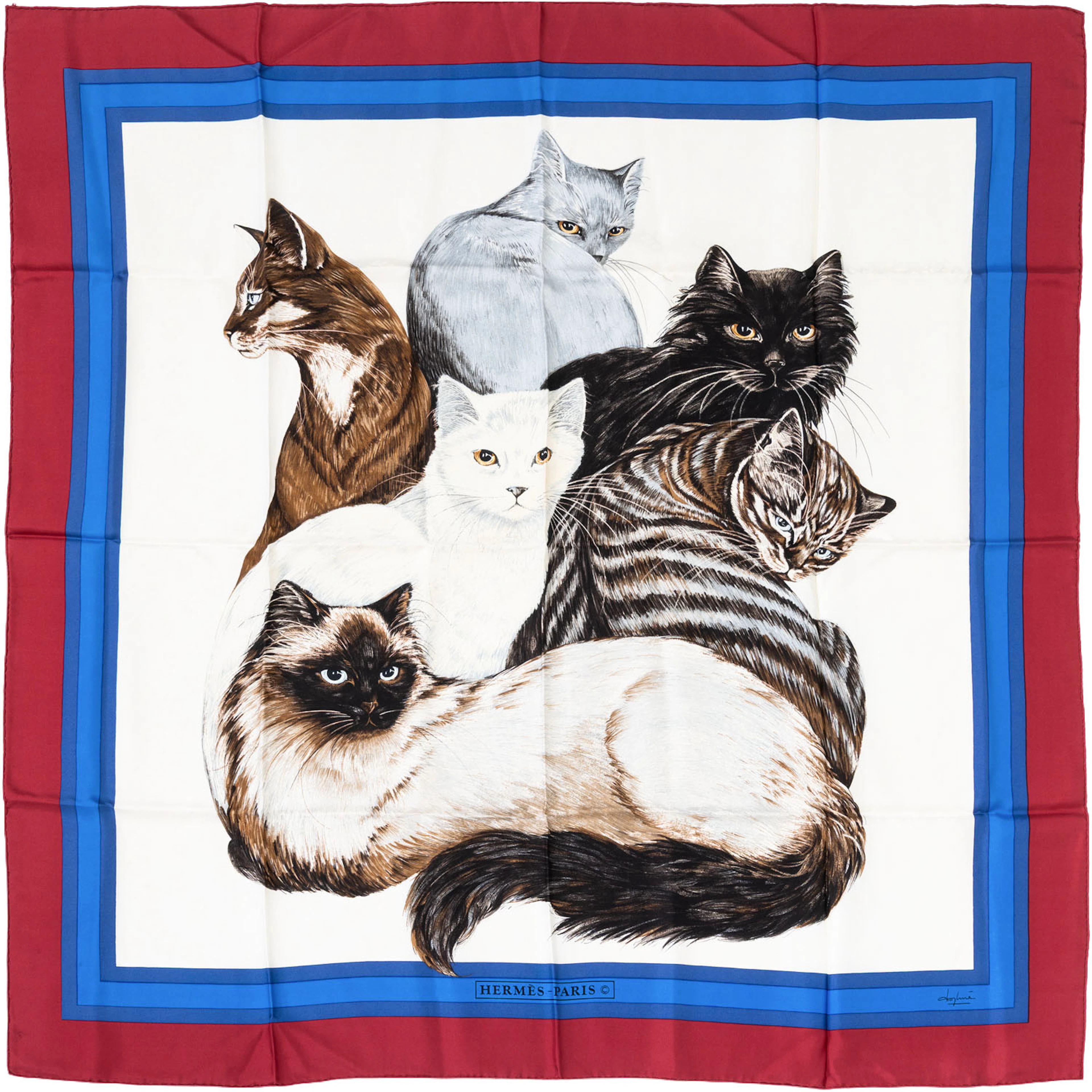 HERMÈS Seidencarré "LES CHATS".