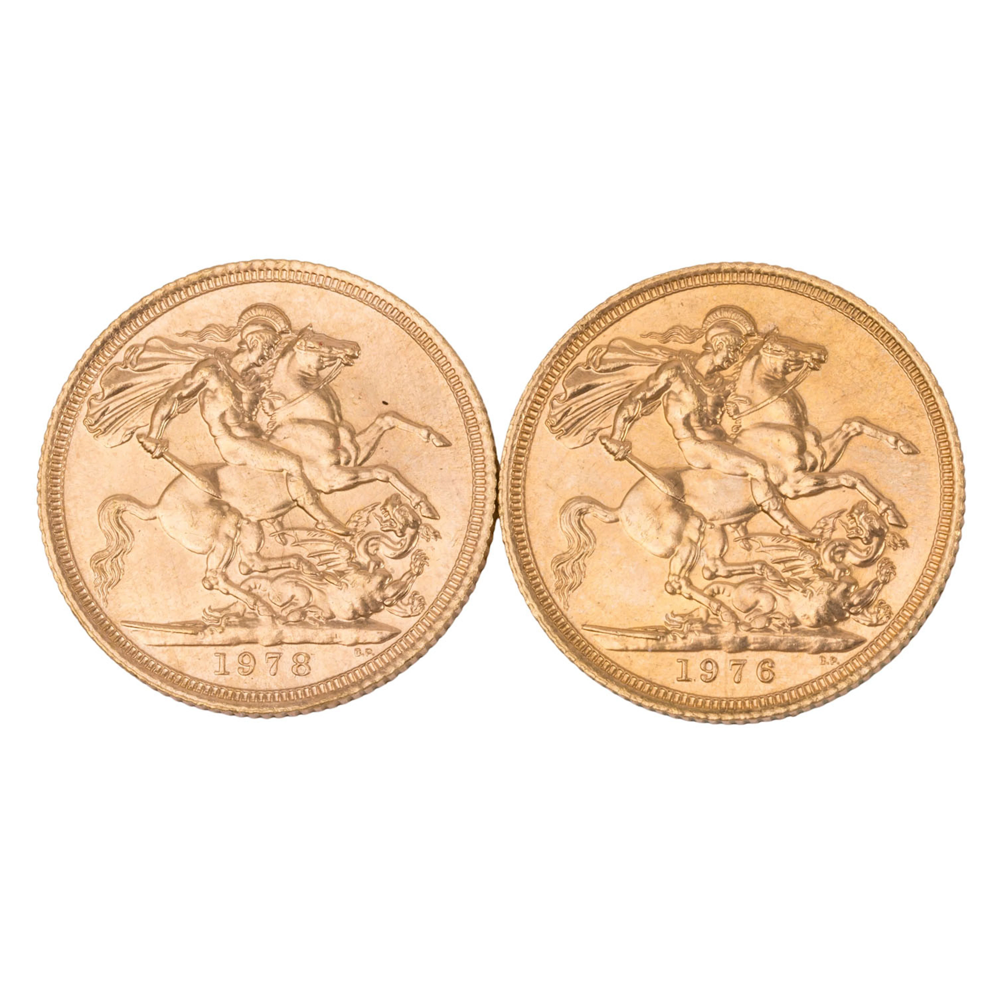 Vereinigtes Königreich / GOLD – Elisabeth II., 2 × 1 Sovereign (Diadem)