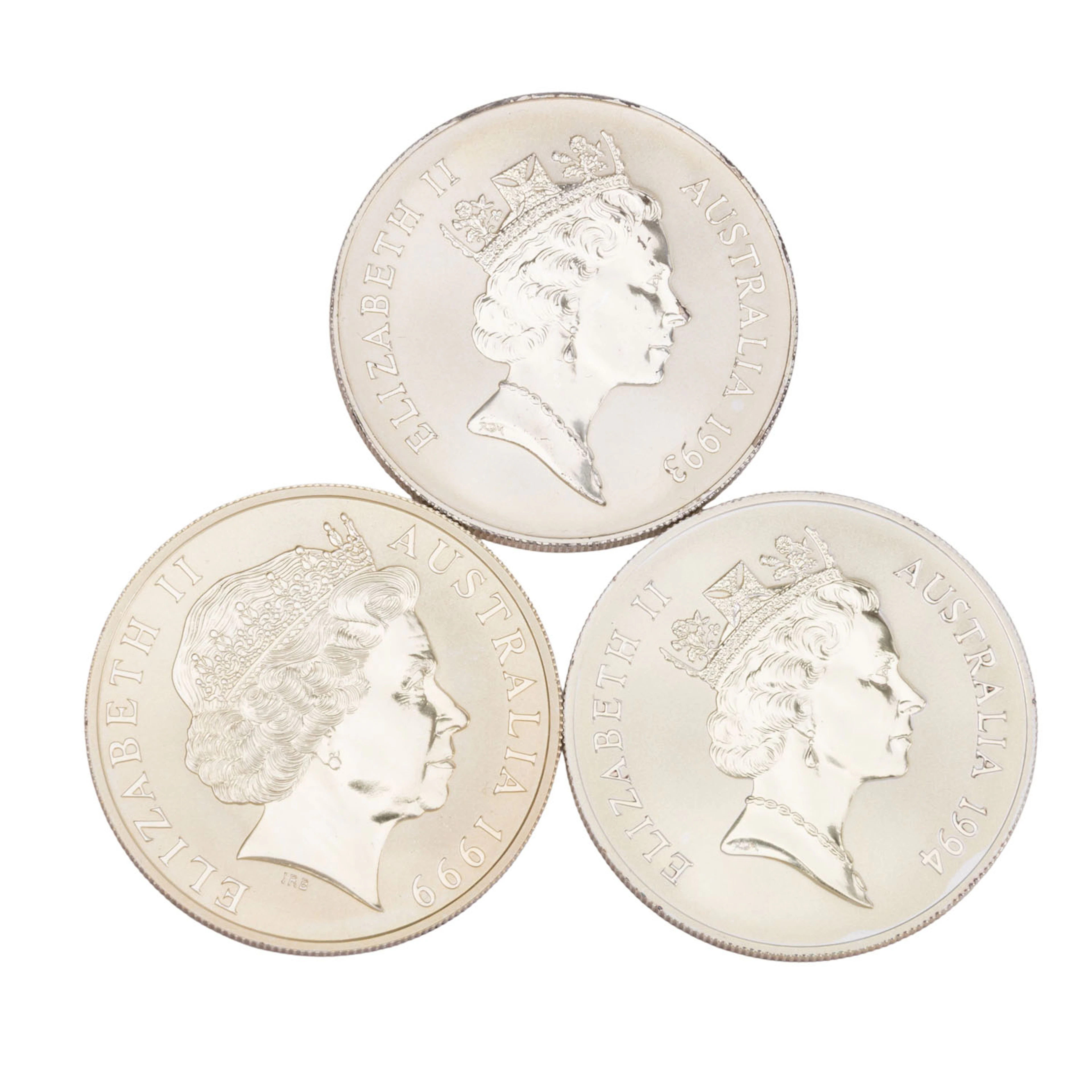 Australien/SILBER - 3 x 1 Dollar, je 1 Unze Feinsilber