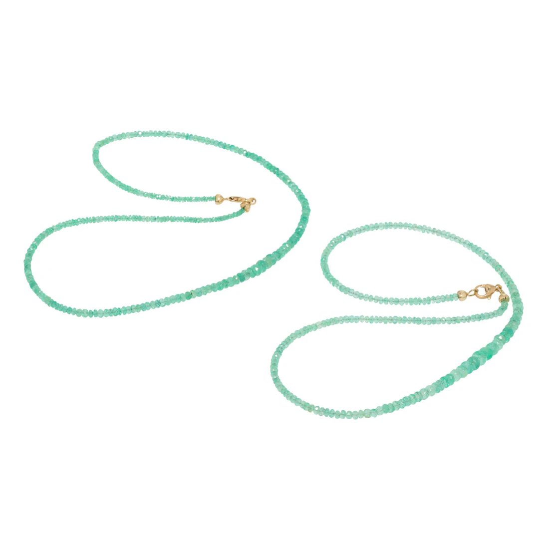 Konvolut 2 Colliers aus Smaragdrondellen