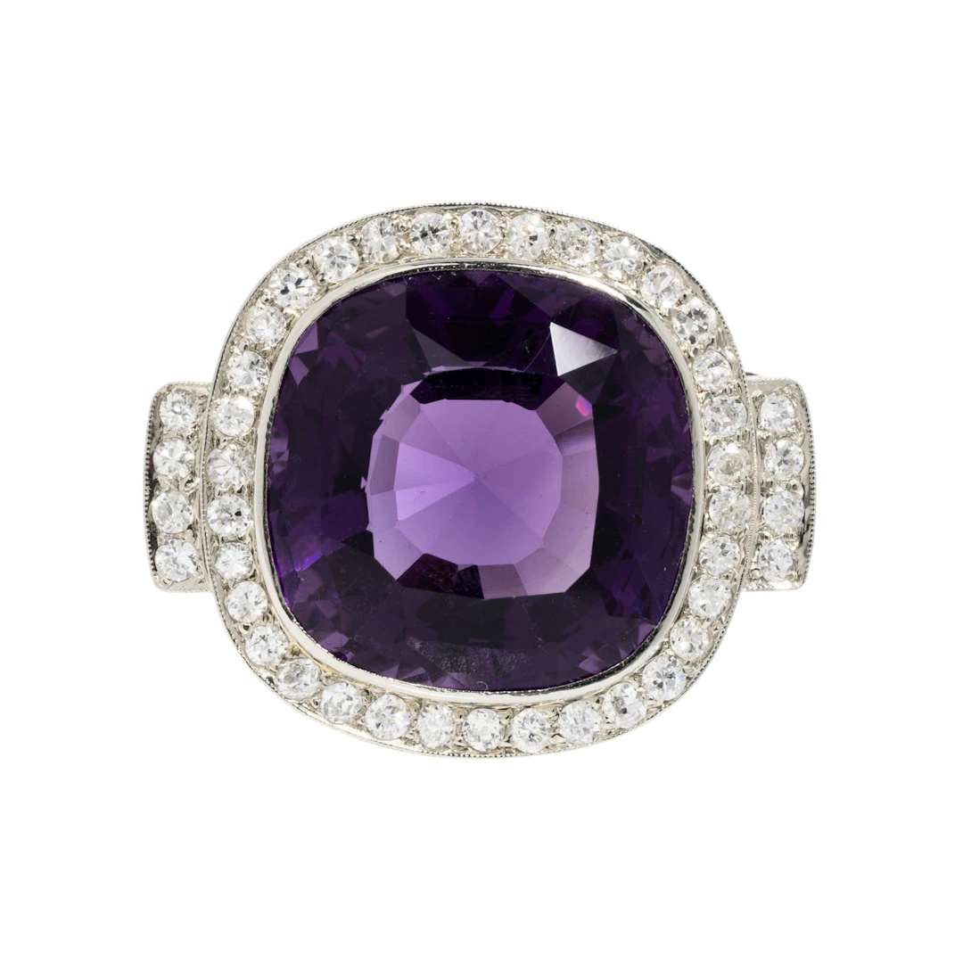 Brosche mit Amethyst und Altschliffdiamanten