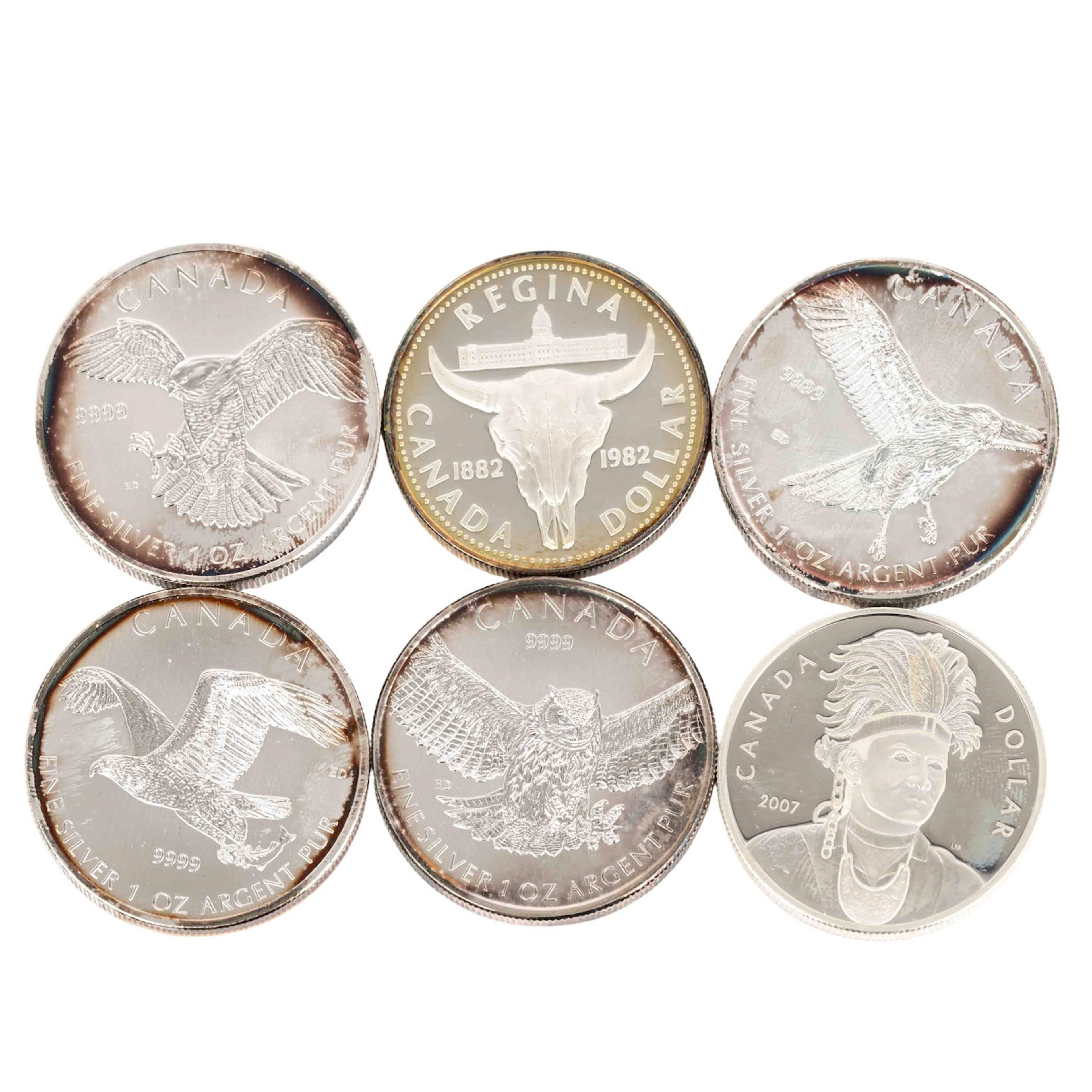 Kanada / SILBER-Lot – 2 × 1 Dollar und 4 × 5 Dollar