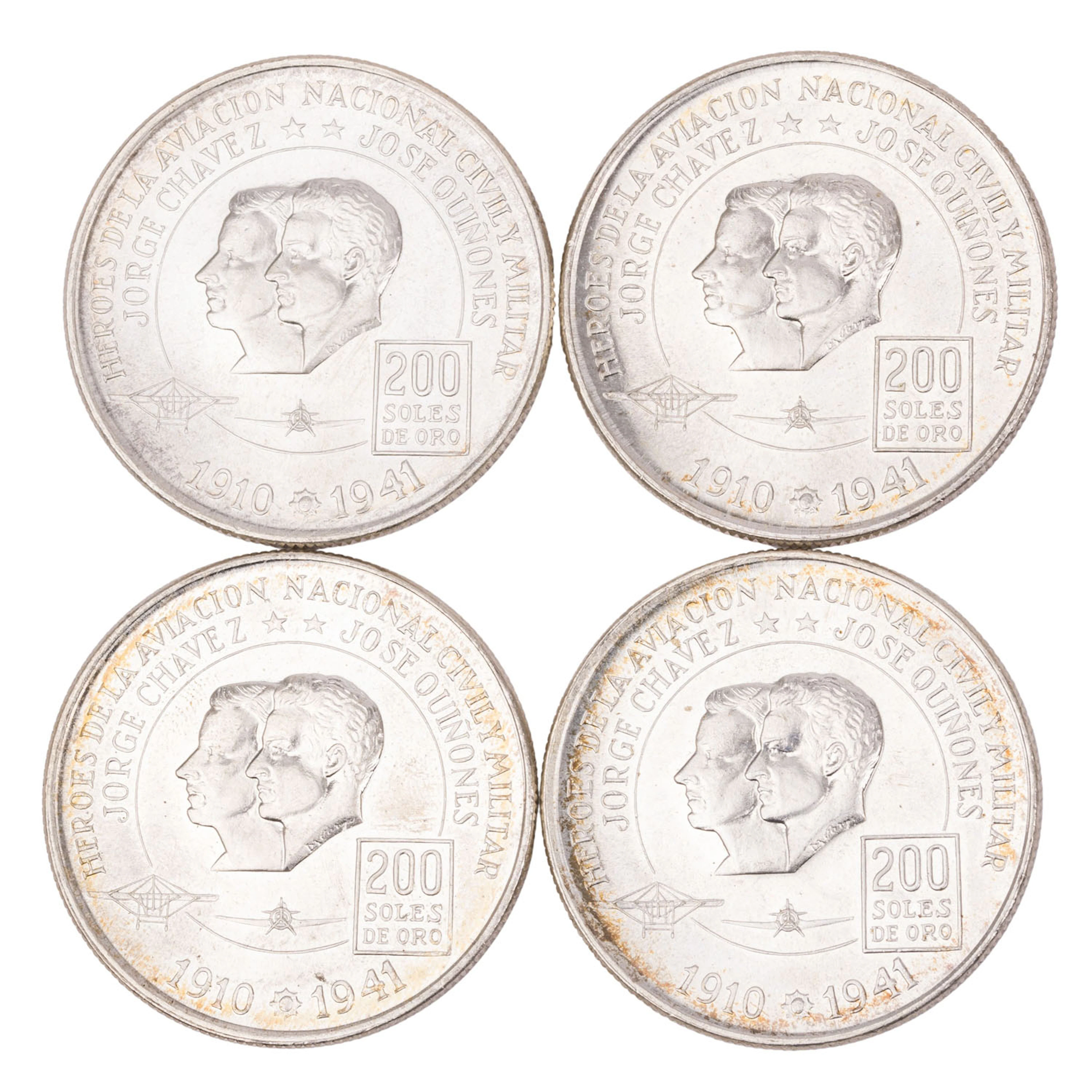 Peru/SILBER – 4 x 200 Soles de Oro 1974