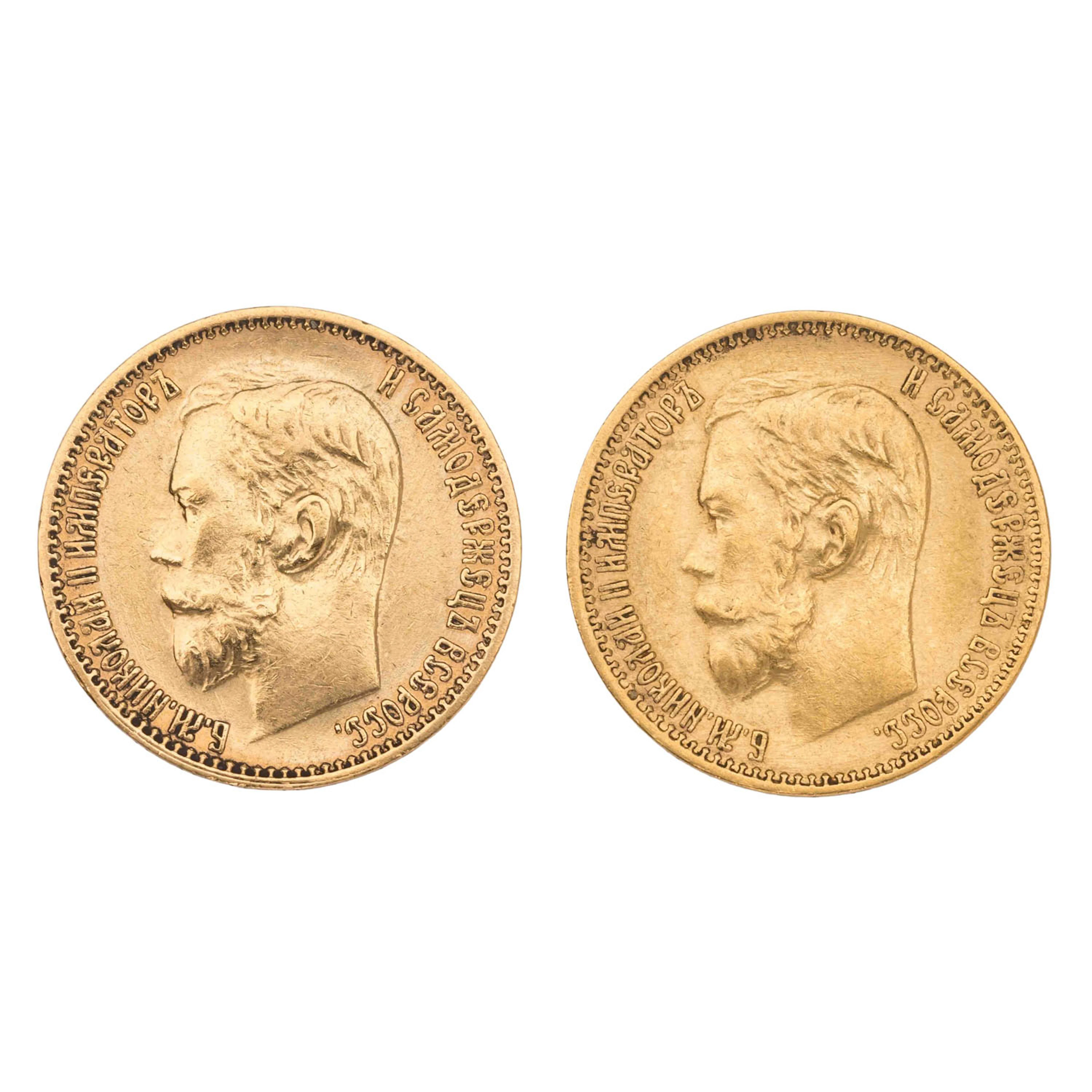 Russisches Kaiserreich/GOLD – 2 x 5 Rubel 1898/1899, Nicholas II. (1894-1917)